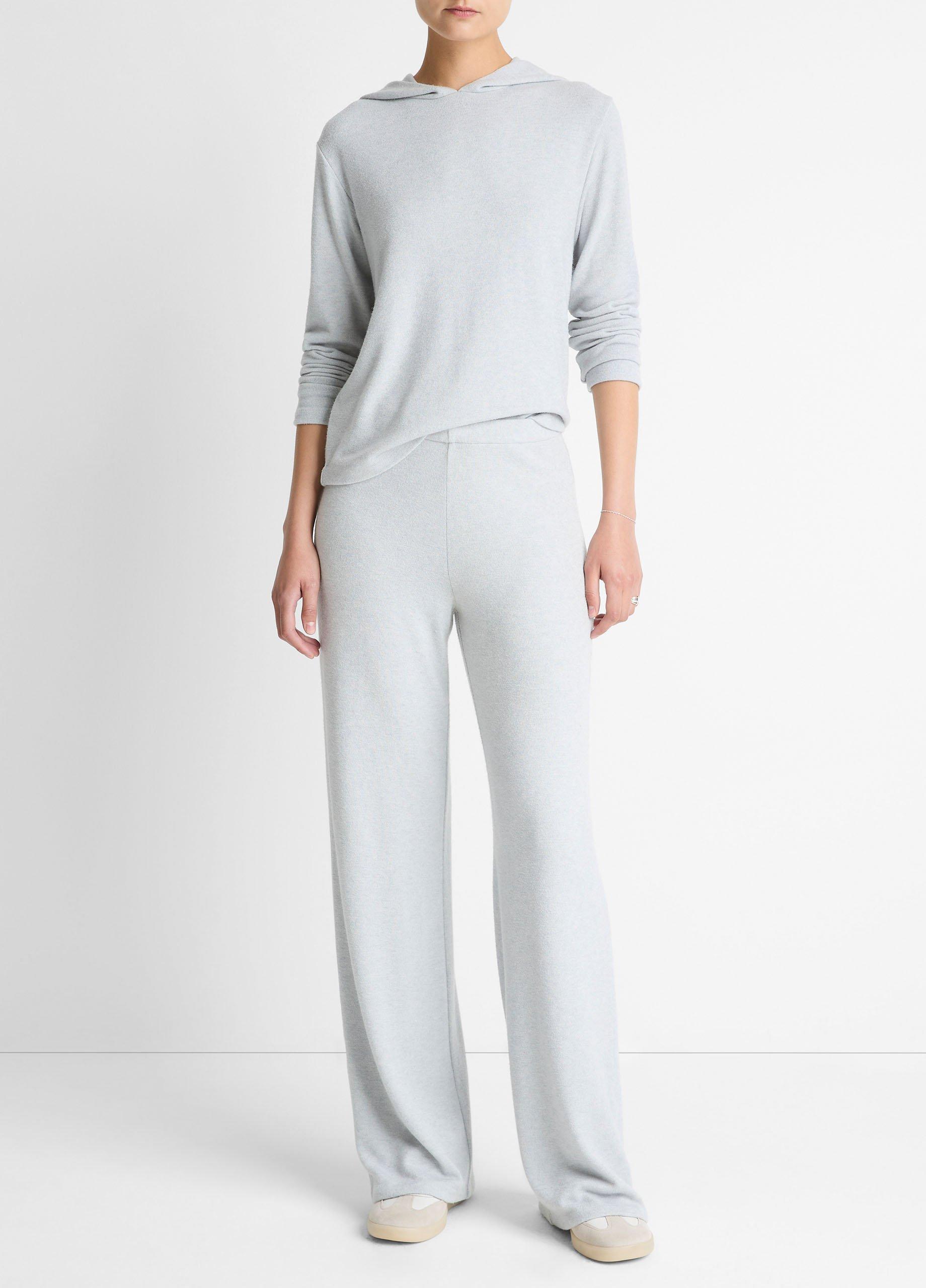 Women's Cozy Wide-Leg Pant, Heather Pale Grey, Size M Vince