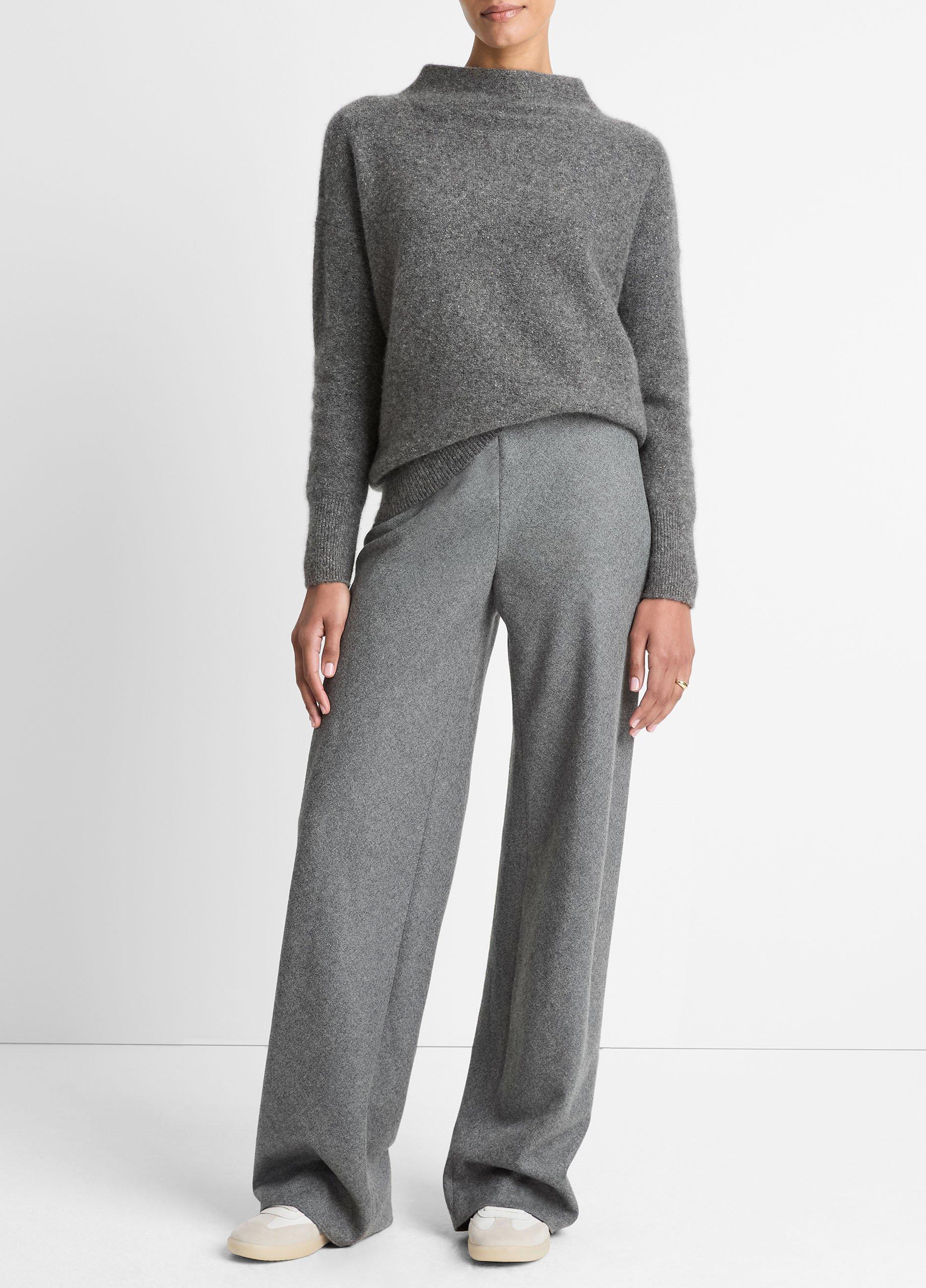 Women's Italian Wool-Blend High-Waist Bias Pant, Medium Heather Grey, Size S Vince