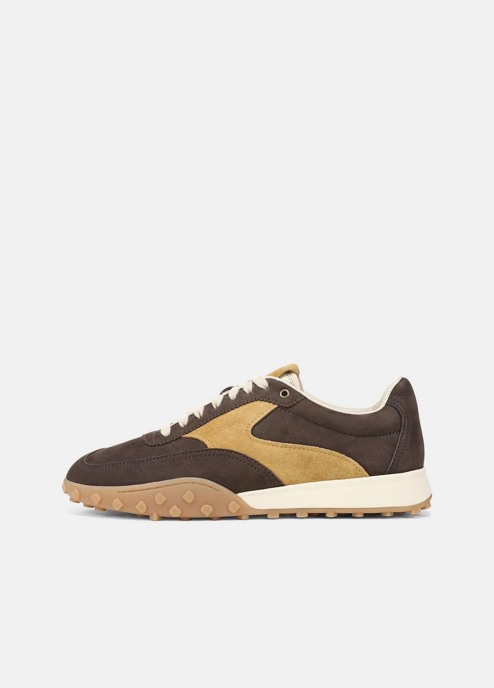 Men's Palisades Suede Runner Sneaker, Cocoa Brown/golden Desert, Size 7 Vince