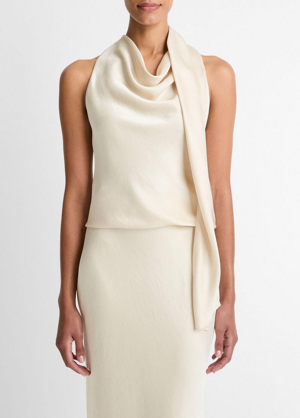 Women's Satin Scarf Top, Bona, Size L Vince