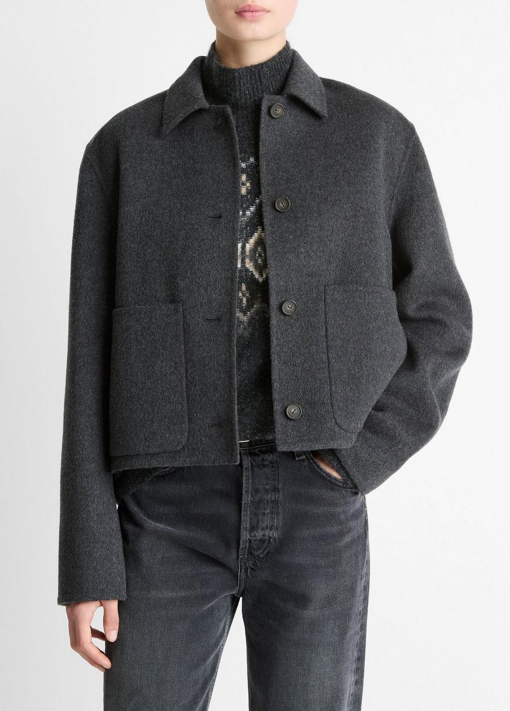 Women's Wool & Cashmere-Blend Short Jacket, Charcoal, Size XXS Vince