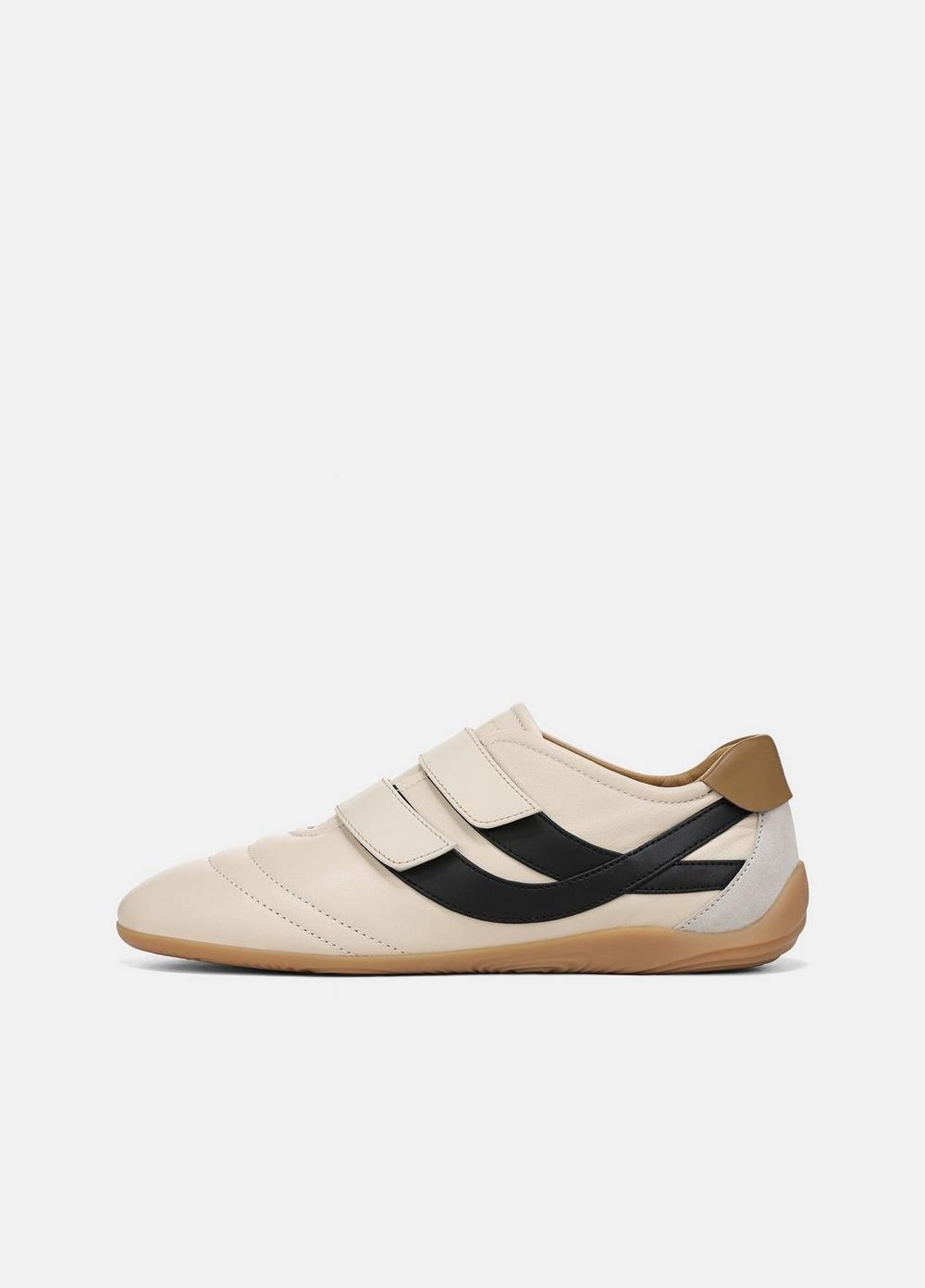 Women's Sonic Leather Trainer, Flax/black, Size 5 Vince