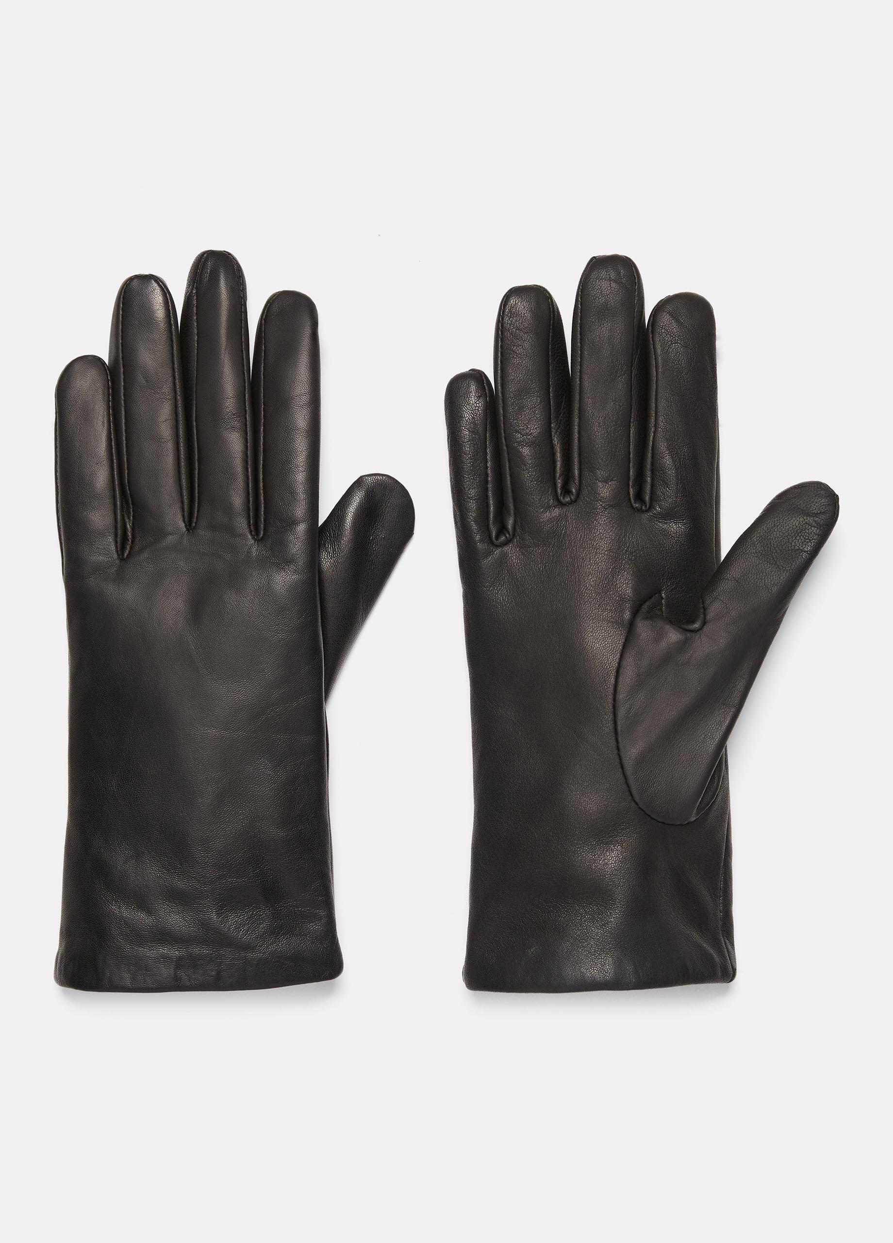 Women's Cashmere-Lined Short Leather Glove, Black, Size XS Vince