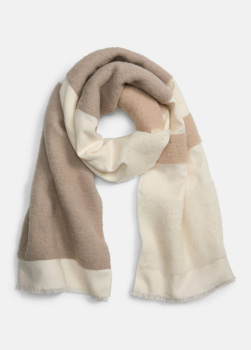 Women's Brushed Alpaca-Blend Colorblock Scarf, Taupe Vince