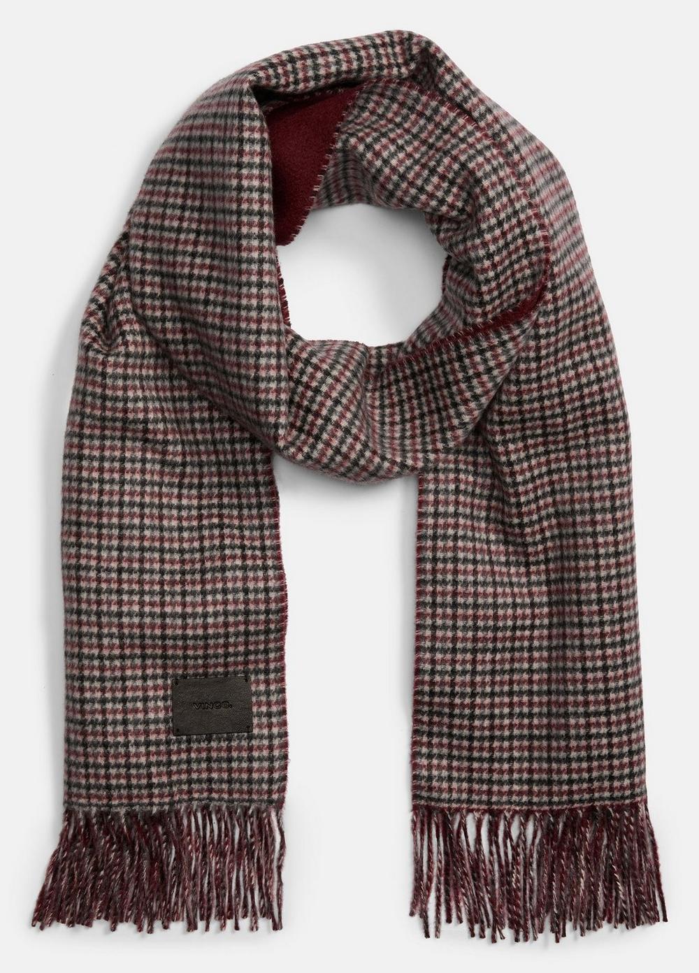 Women's Micro-houndstooth Cashmere Scarf, Bordeaux Vince