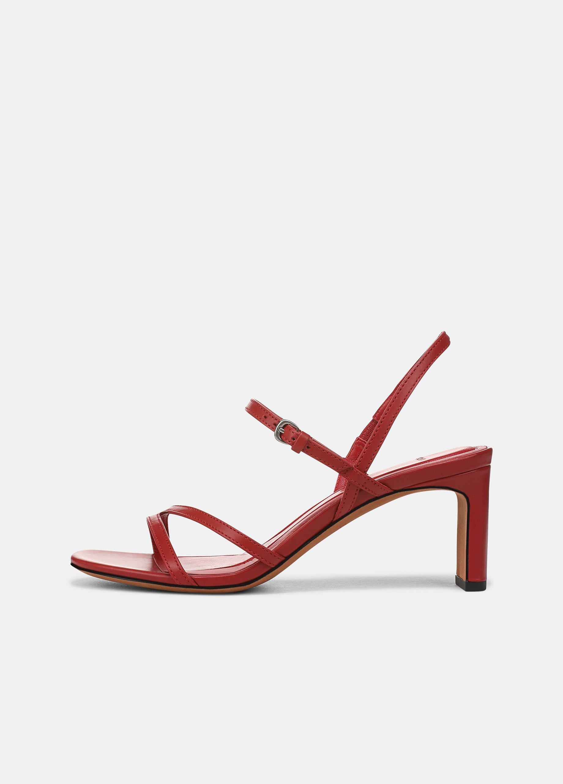 Women's Marcela Leather Heeled Sandal, Crimson, Size 9 Vince