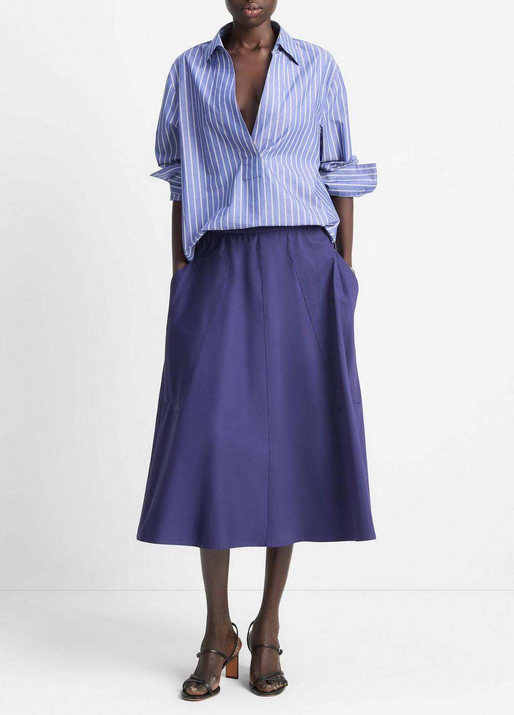 Women's Cotton Full Skirt, Deep Iris, Size S Vince