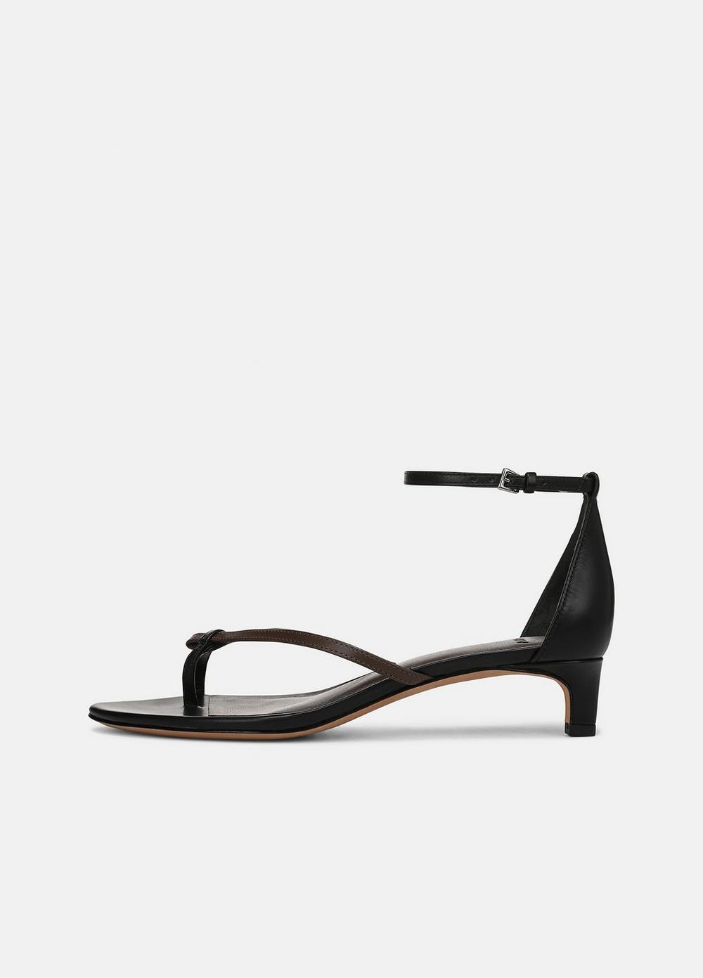 Women's Siri Leather Heeled Sandal, Black/nutwood, Size 5.5 Vince