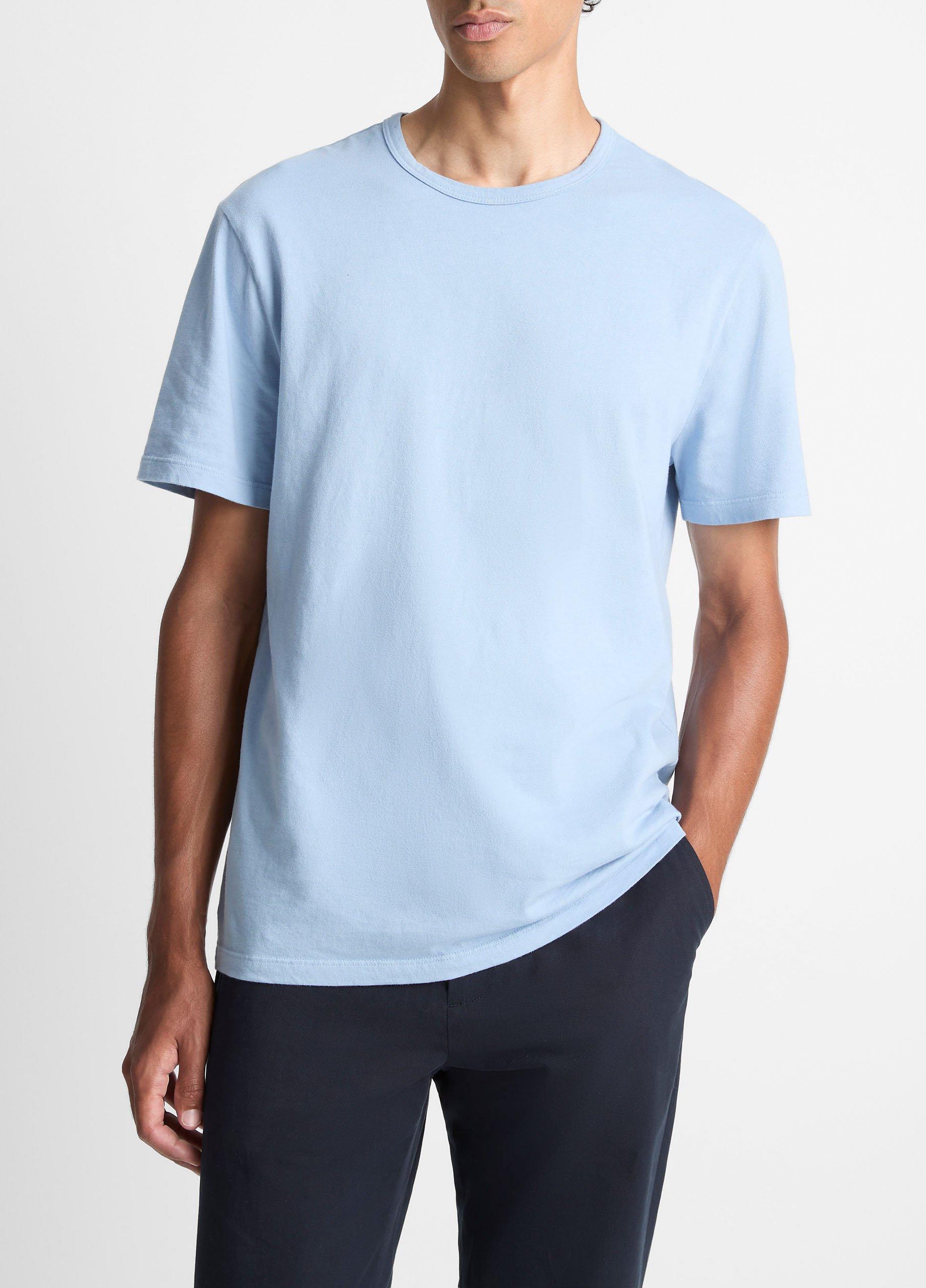 Men's Garment Dye Cotton T-Shirt, Washed Country Sky, Size XS Vince