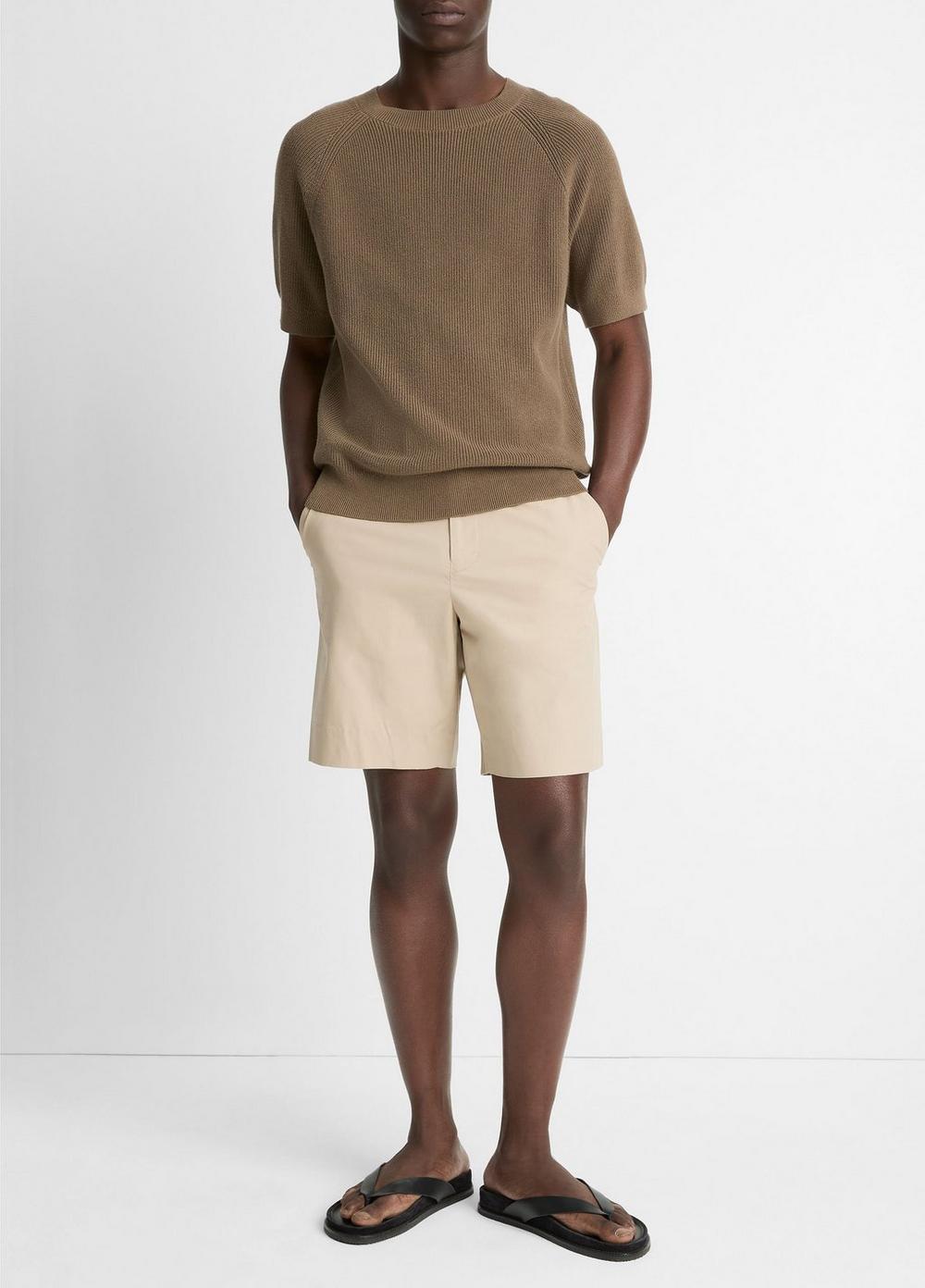 Men's Italian Cotton Extended-tab Short, Cahuenga Khaki, Size 36 Vince