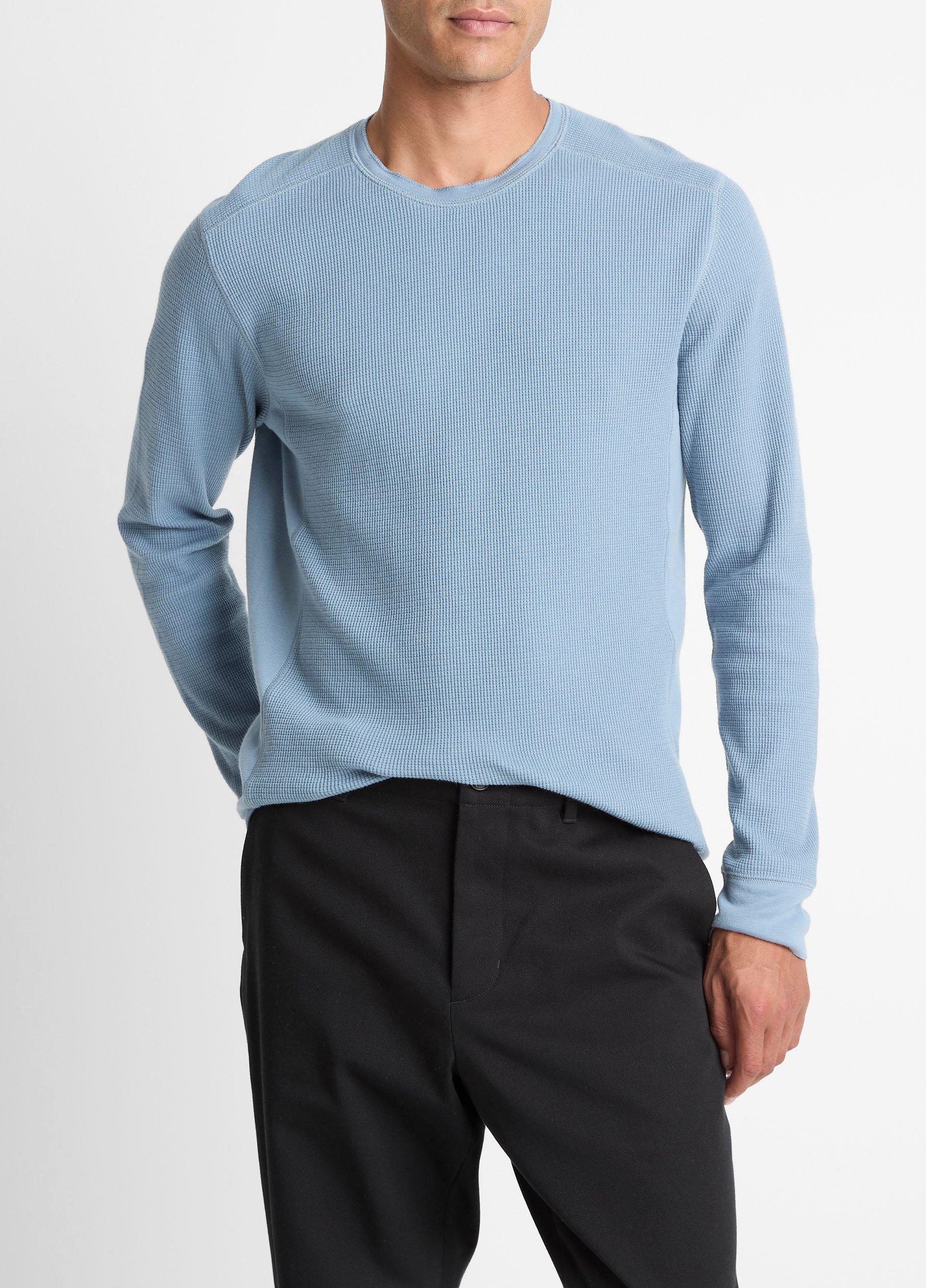 Men's Pima Cotton-Blend Thermal Long-Sleeve T-Shirt, Parlor Blue, Size XL Vince