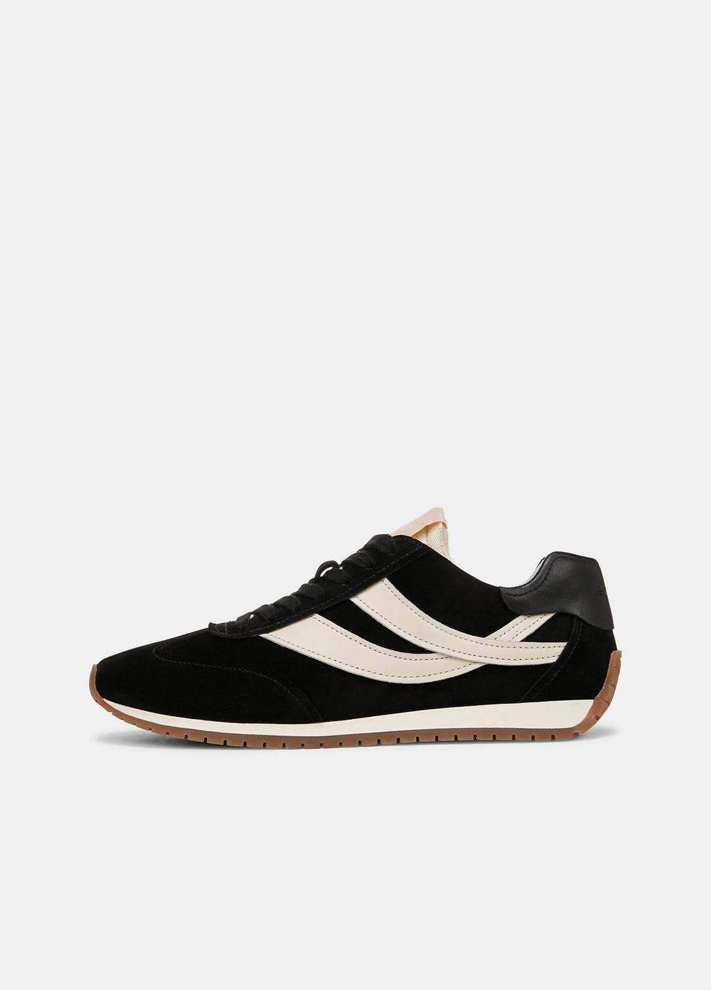 Women's Oasis Suede And Leather Runner Sneaker, Black, Size 5.5 Vince