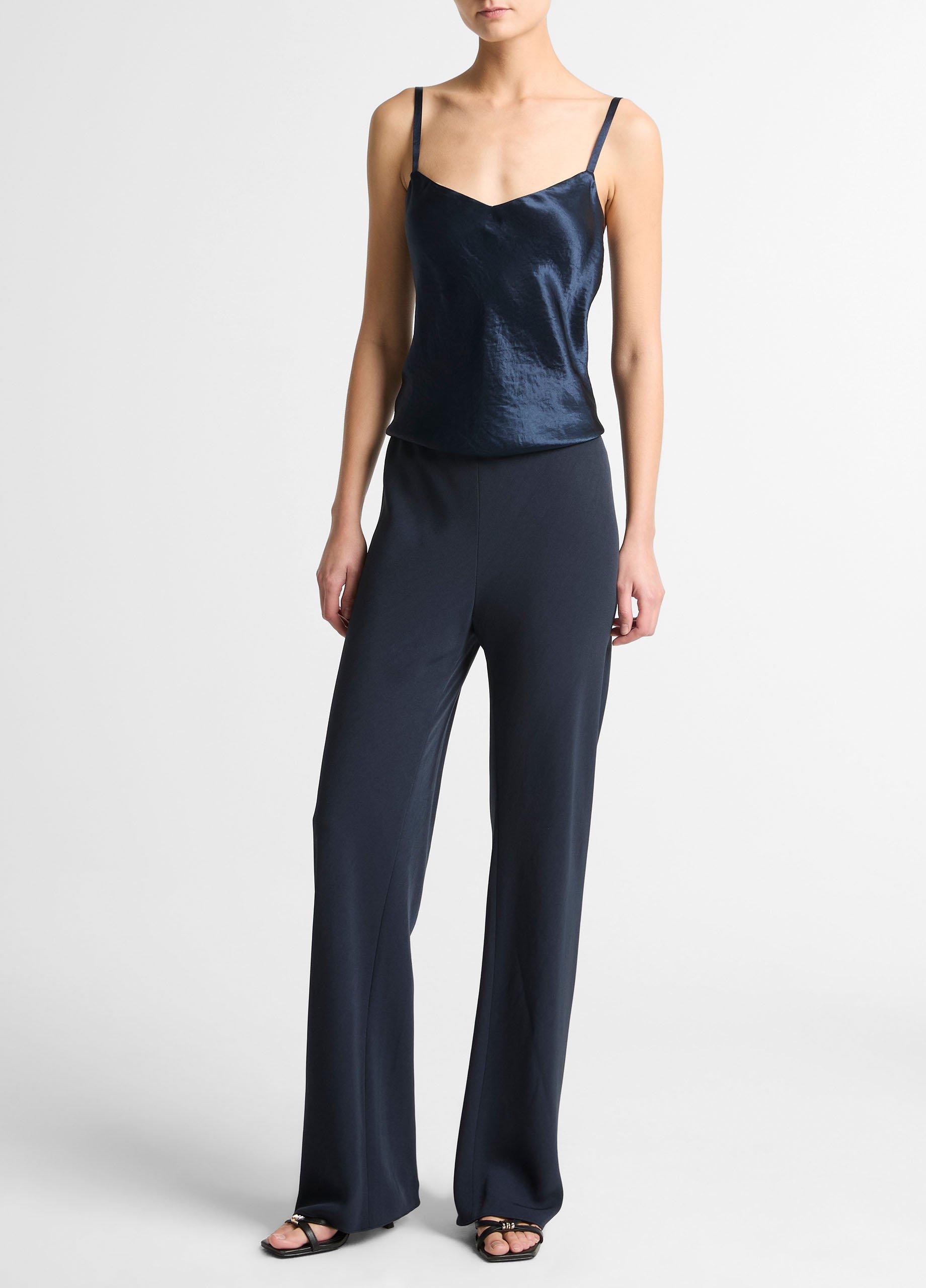 Women's Colette High-Rise Cotton & Linen-Blend Bias Pant, Coastal Blue, Size S Vince