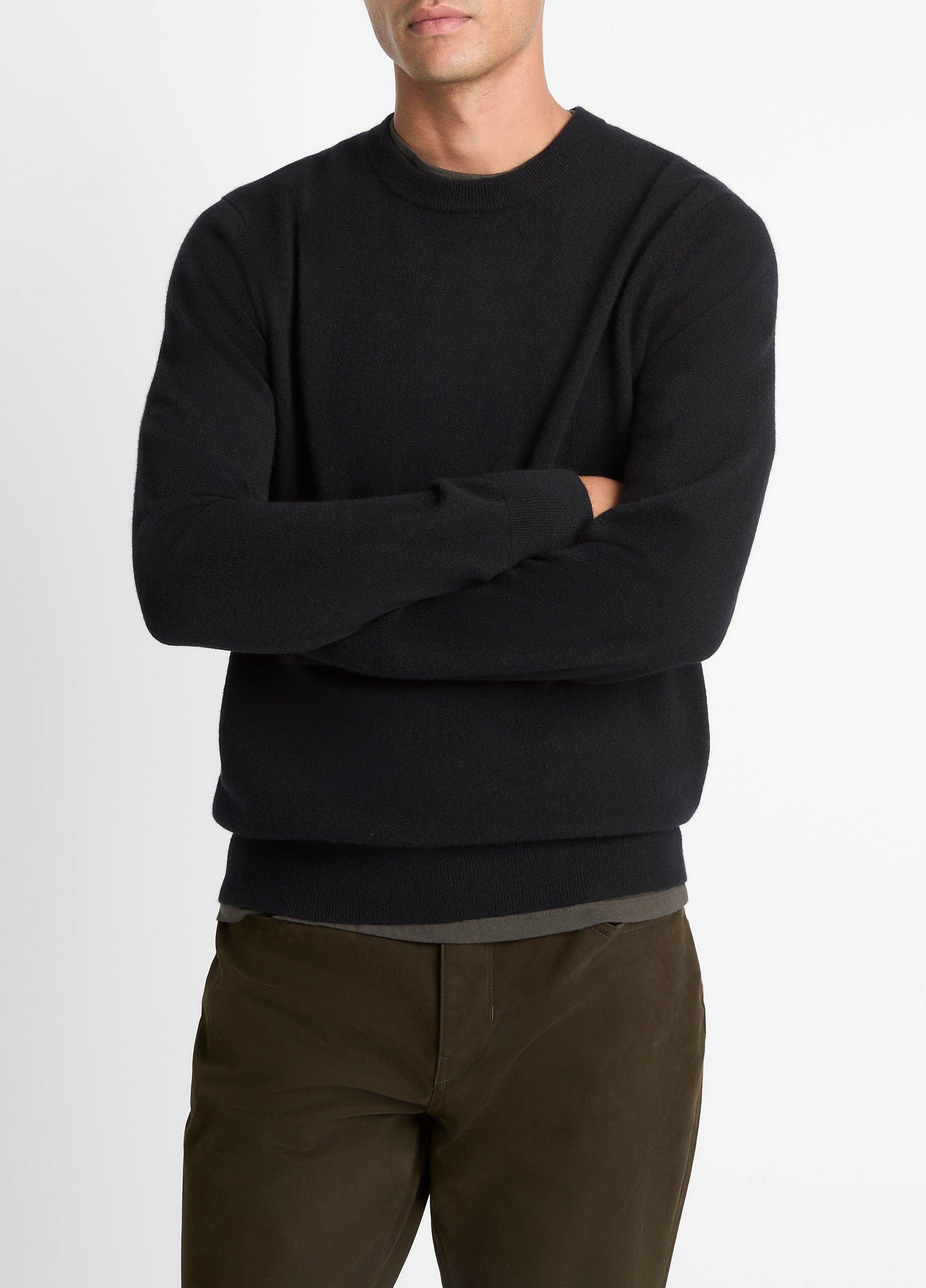 Men's Cashmere Crew Neck Sweater, Black, Size XS Vince