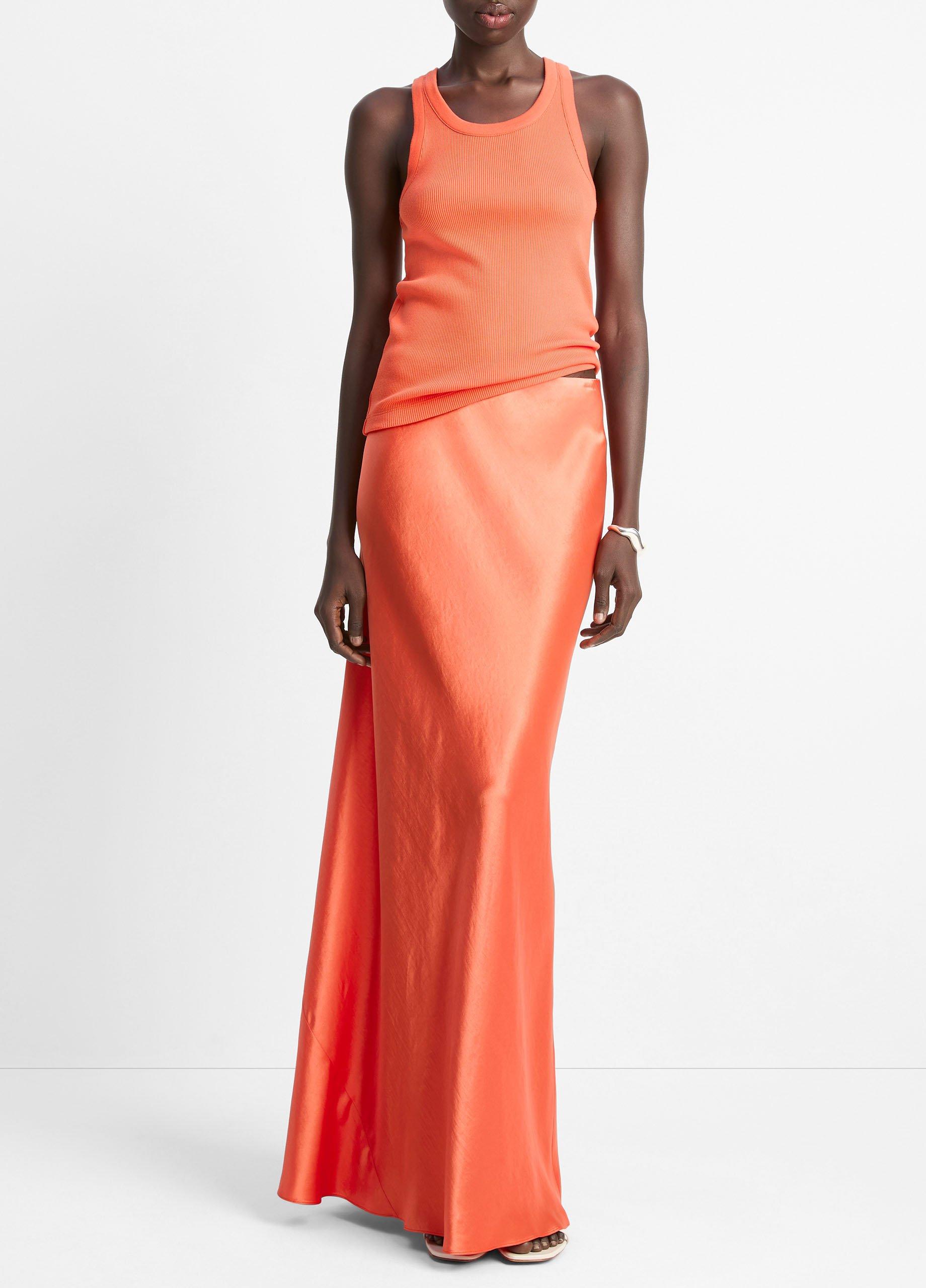 Women's Satin Maxi Skirt, Burnt Orchid, Size XS Vince