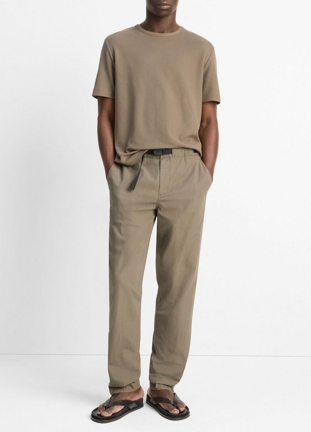 Men's Italian Cotton Ripstop Belted Pant, Dome, Size S Vince