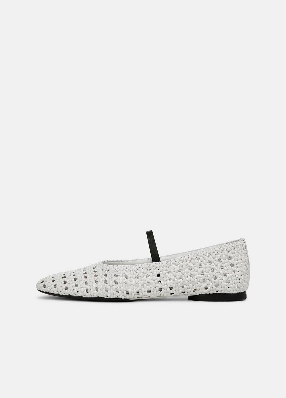 Women's Vivian Leather Mary Jane Flat, White, Size 8.5 Vince