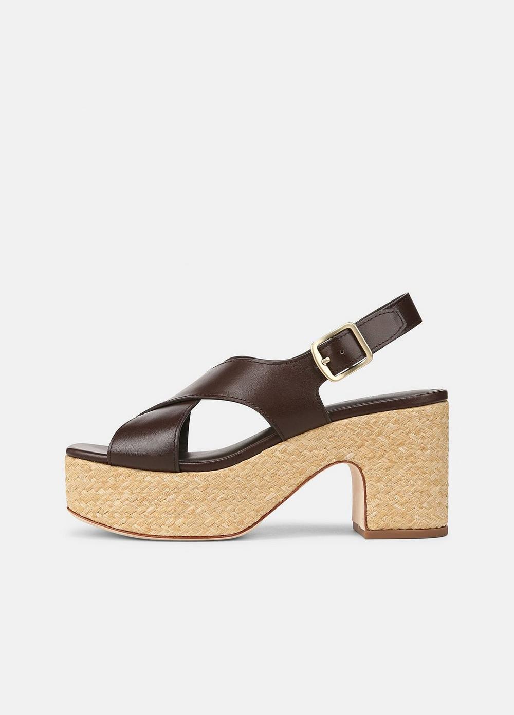 Women's Clementina Leather Platform Sandal, Cacao Brown, Size 6.5 Vince