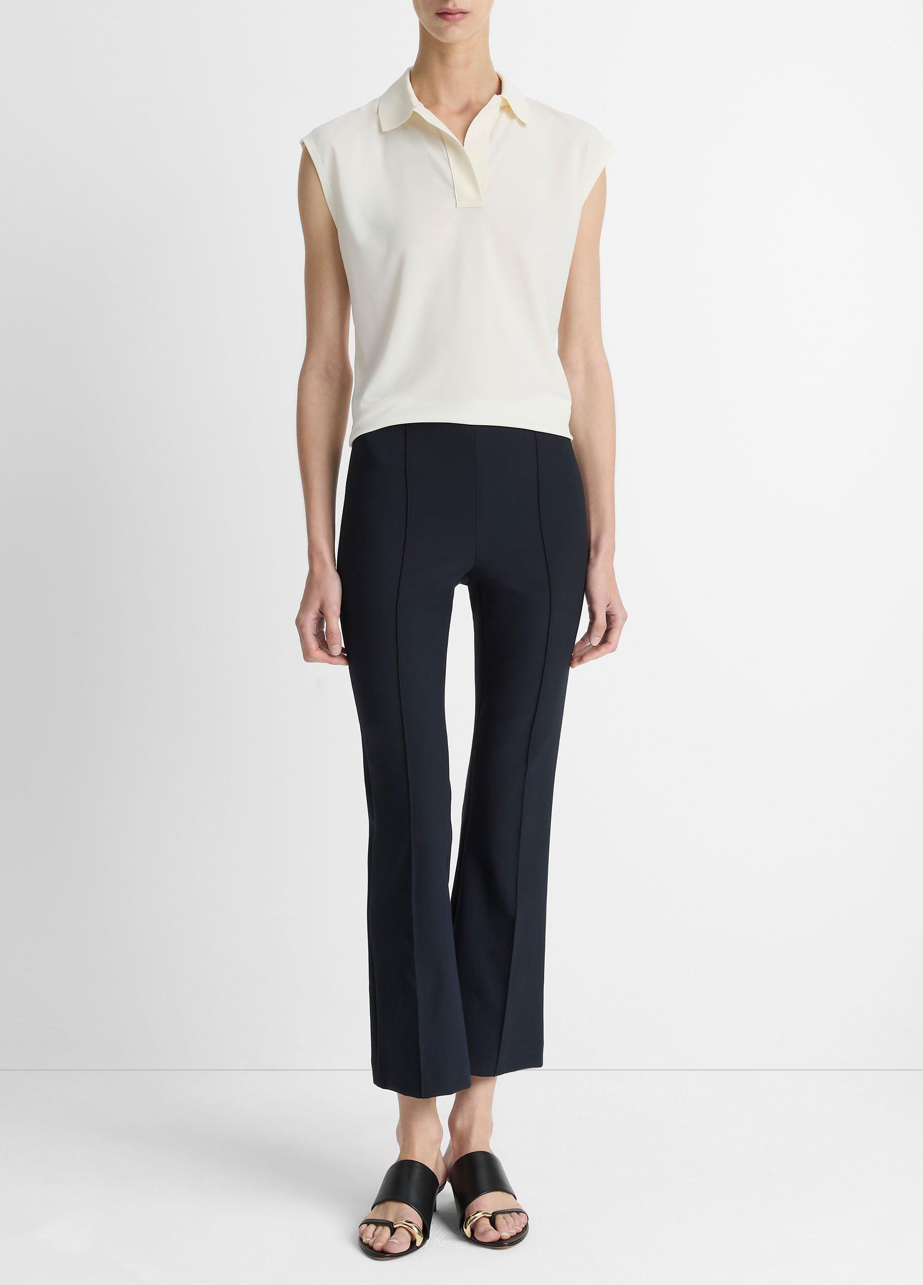 Women's Niki Mid-Rise Pintuck Crop Flare Pant, Coastal Blue, Size S Vince