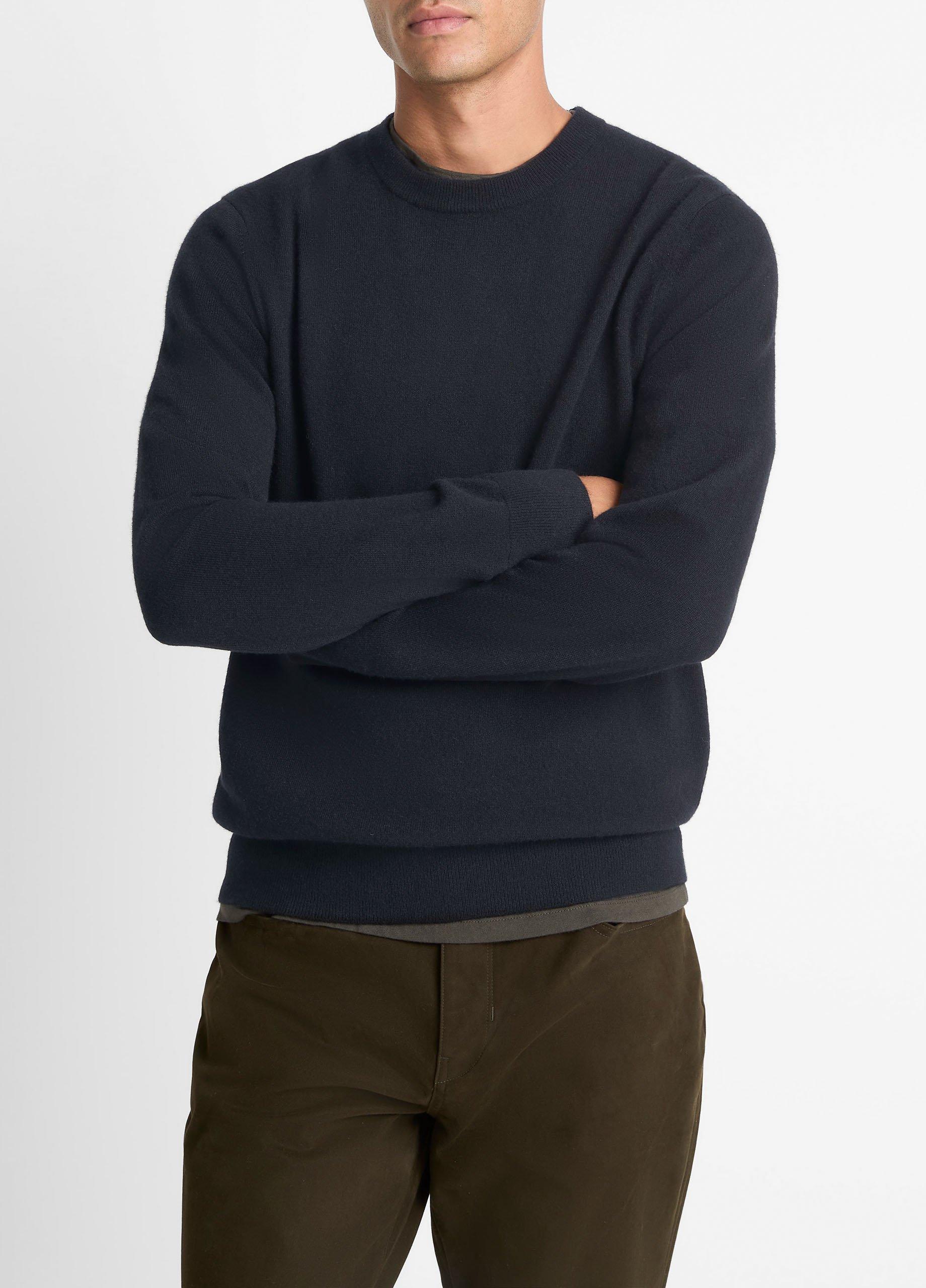 Men's Cashmere Crew Neck Sweater, Coastal Blue, Size L Vince