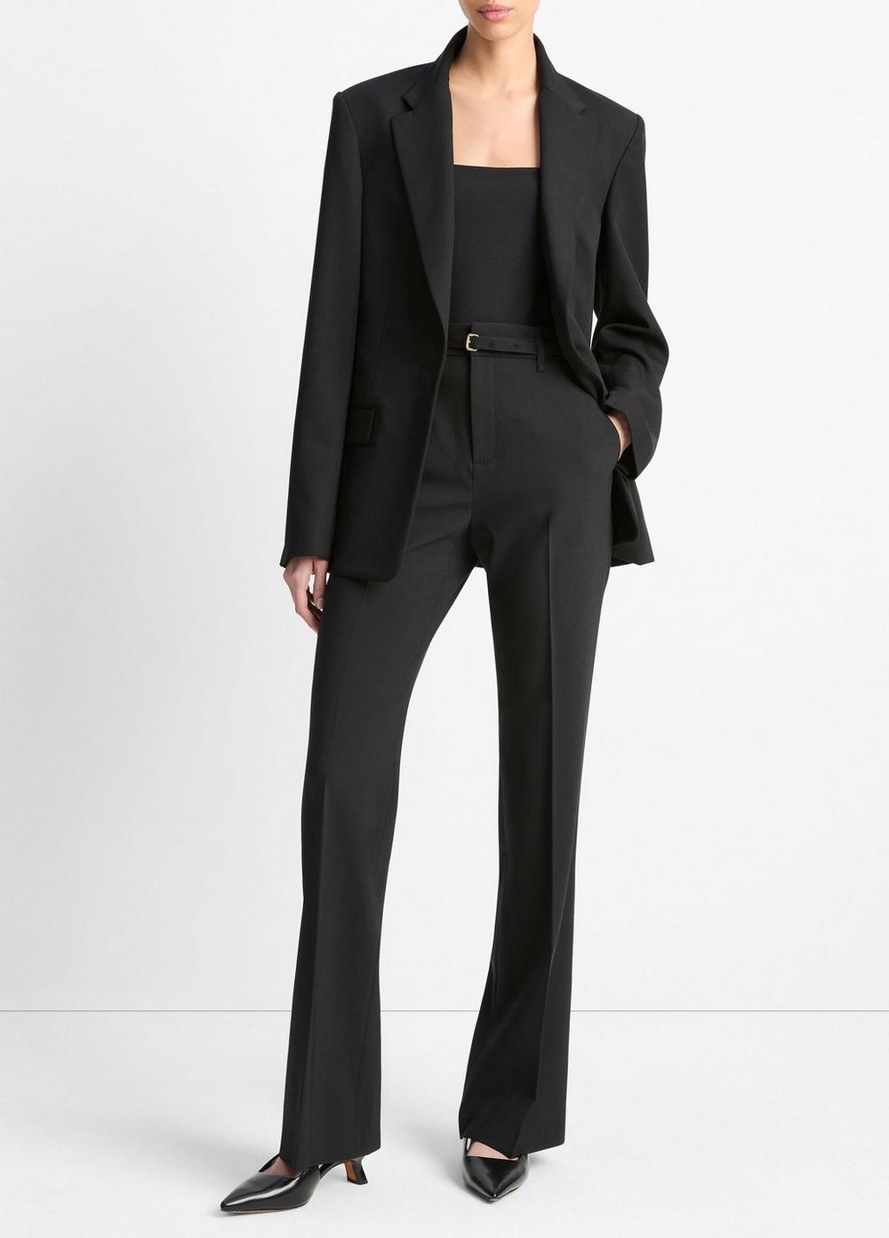 Women's Belted High-Waist Slim Flare Trouser, Black, Size 4 Vince