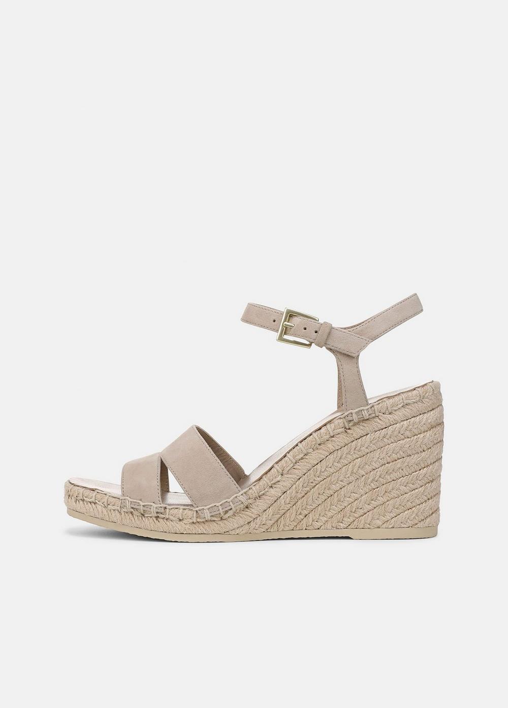 Women's Gwen Suede Espadrille Wedge Sandals, Taupe Clay, Size 6 Vince