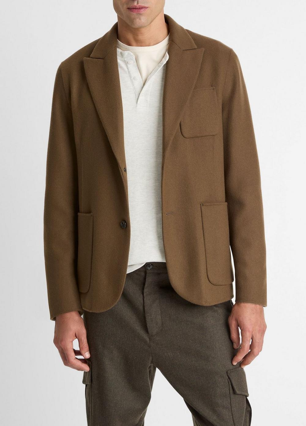 Men's Italian Splittable Wool-Blend Blazer, Dark Roast, Size XS Vince