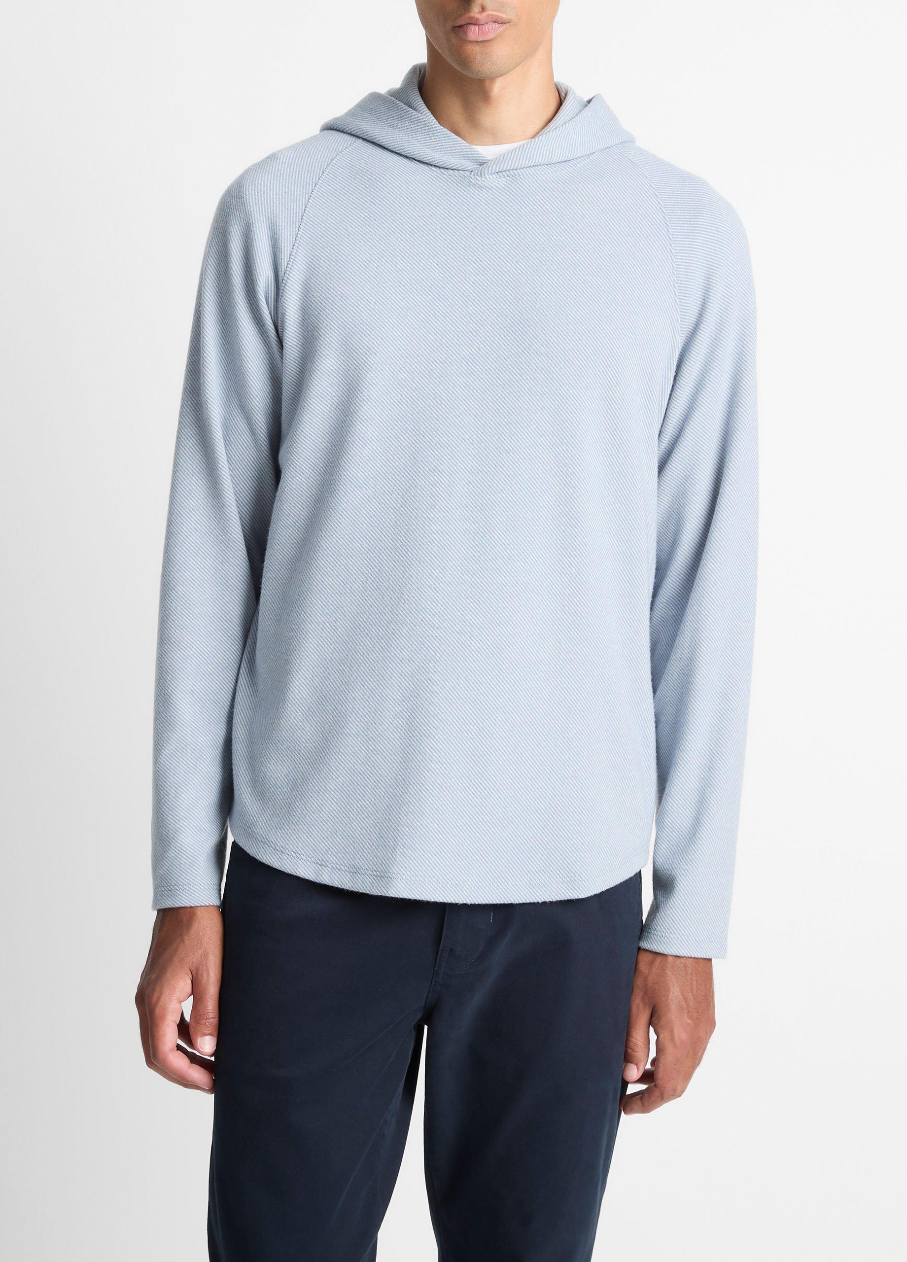 Men's Broken Twill Pullover Hoodie, Parlor Blue/off White, Size XL Vince