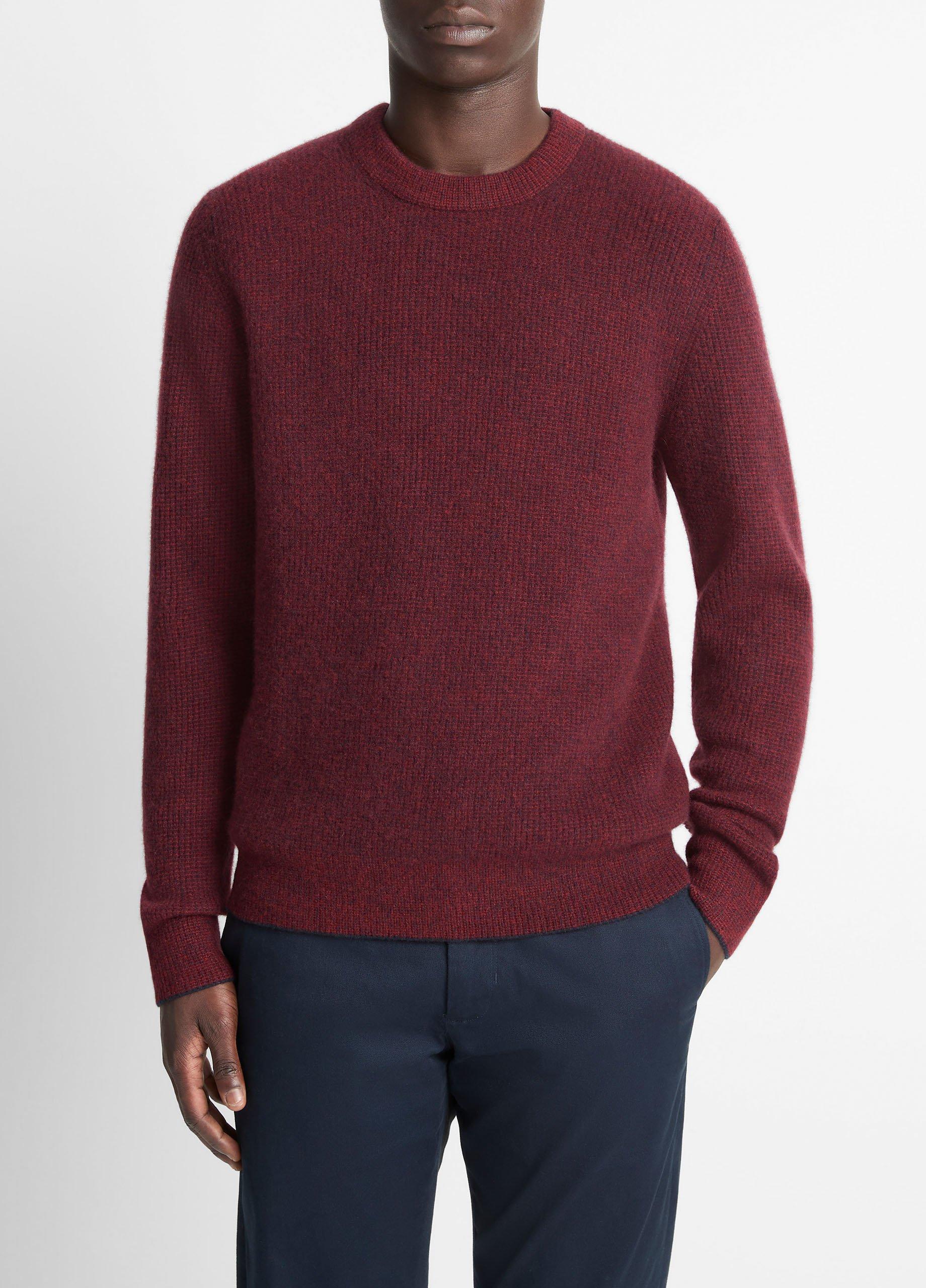 Men's Plush Cashmere Thermal Crew Neck Sweater, Coastal Blue/winter Berry, Size XS Vince