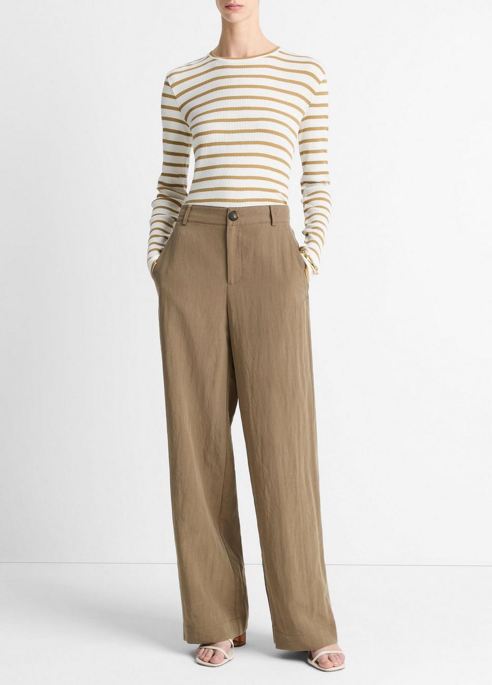 Women's Textured Relaxed Wide-Leg Pant, Tapenade, Size 00 Vince