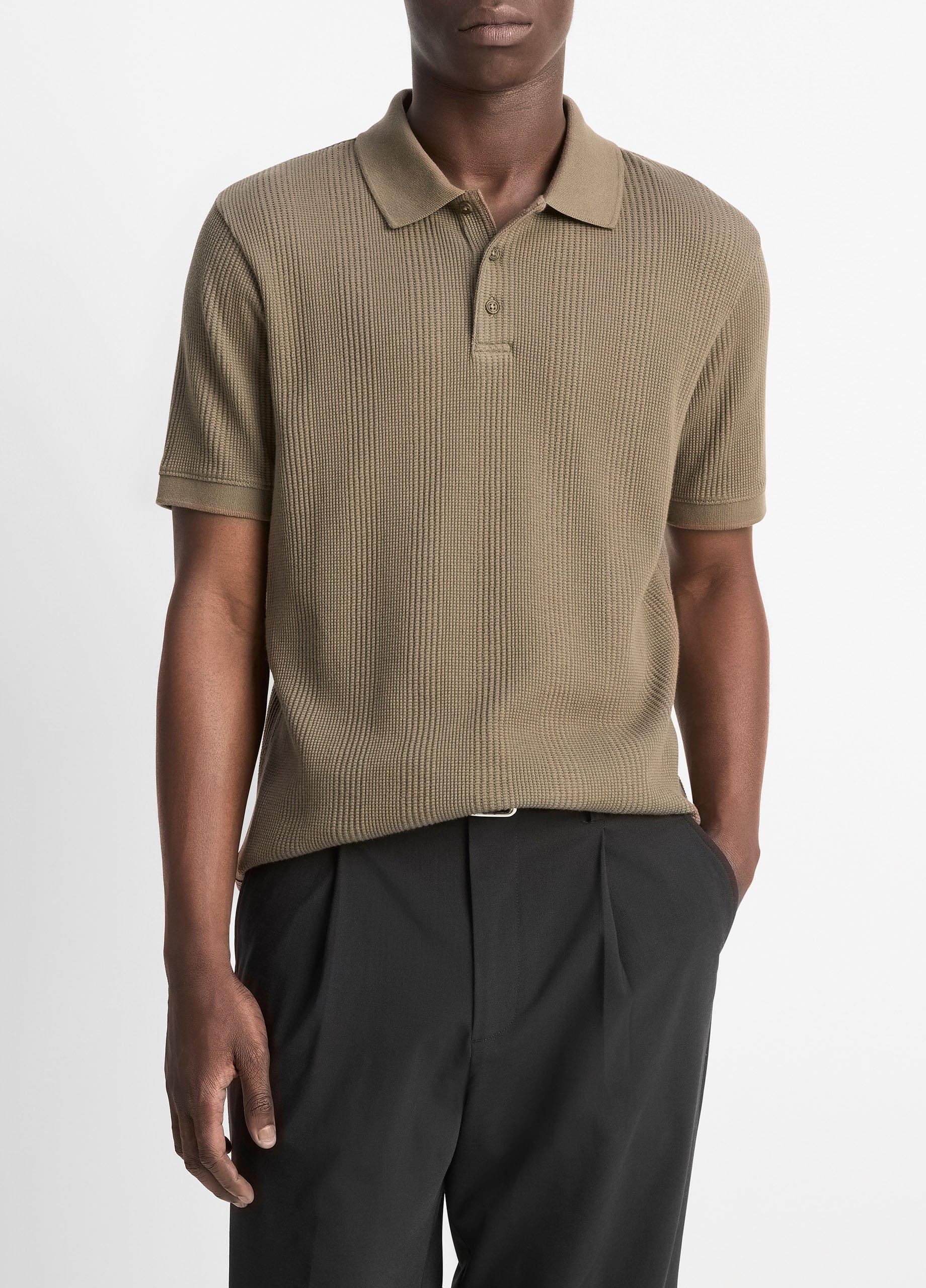Men's Variegated Pima Cotton Polo Shirt, Dome, Size XS Vince