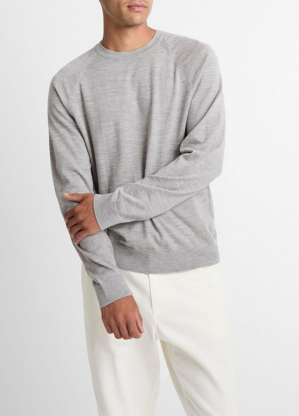 Men's Featherweight Wool-Cashmere Crew Neck Sweater, Heather Grey, Size XXL Vince