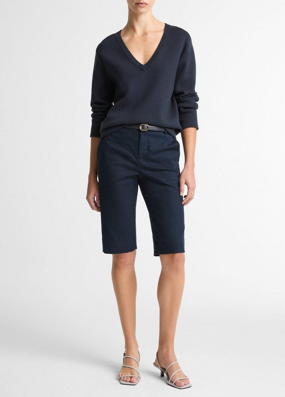 Women's Avery Mid-Rise Italian Stretch-cotton Short, Coastal Blue, Size 10 Vince