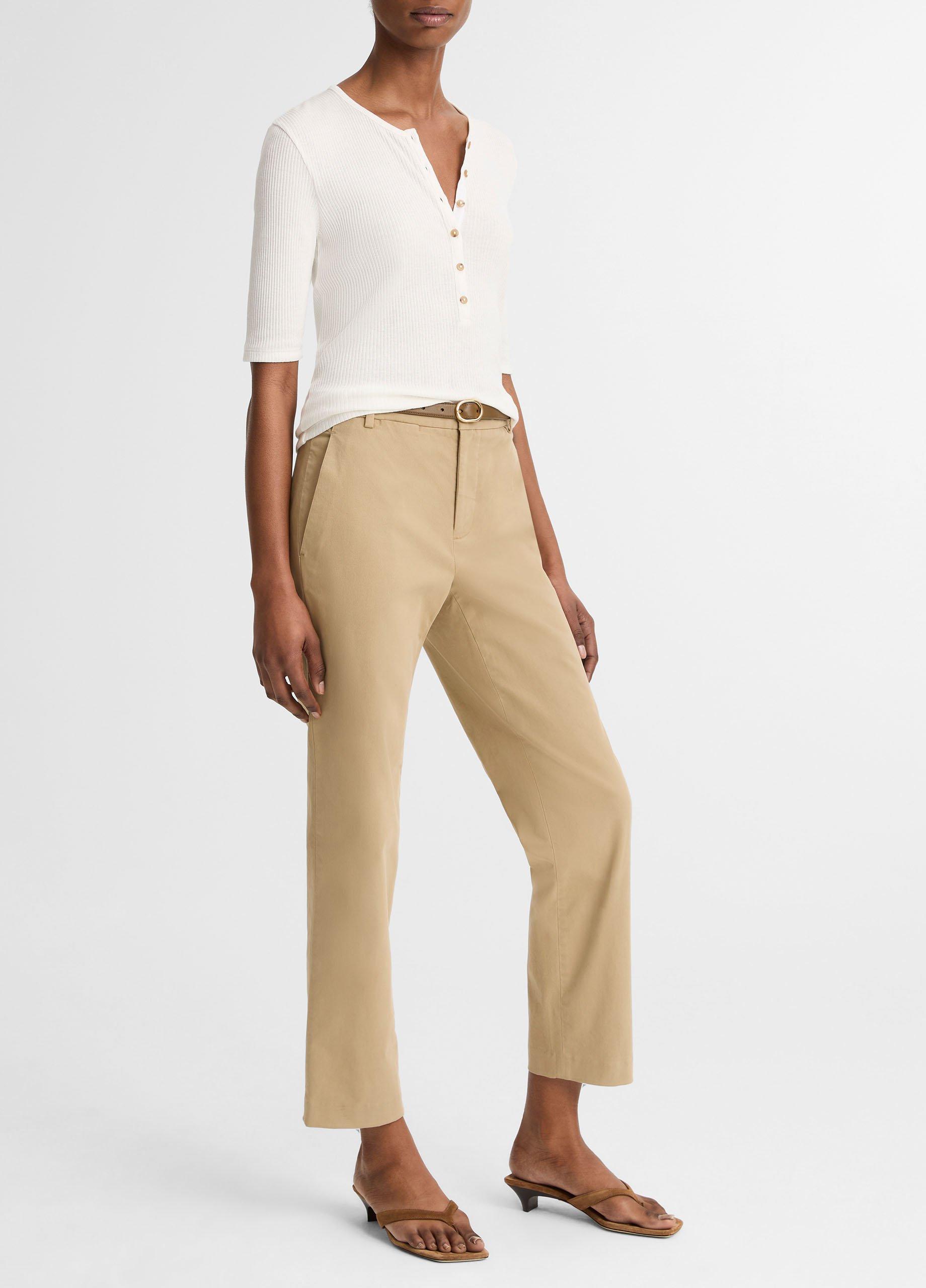 Women's Avery Mid-Rise Italian Stretch-cotton Chino Pant, Desert, Size 00 Vince