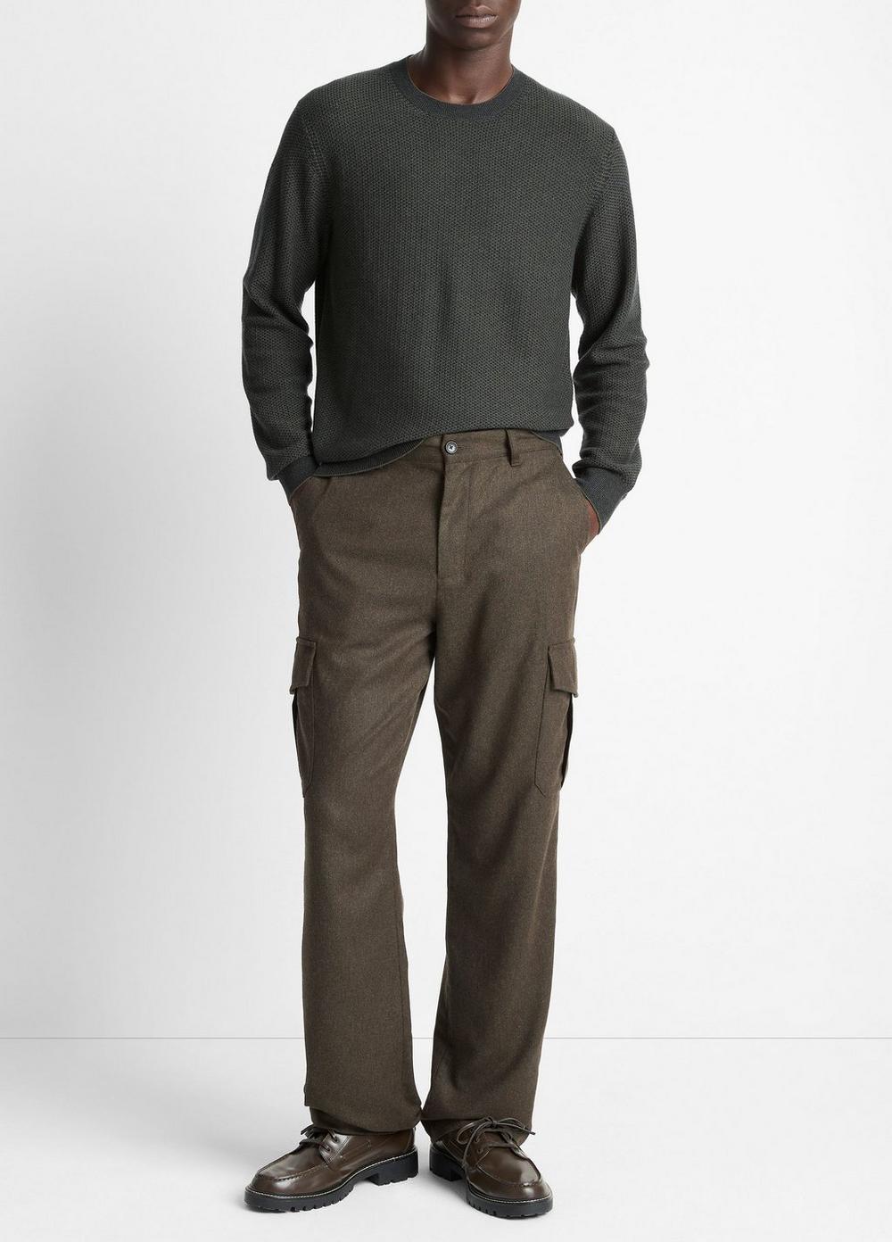 Men's Louie Relaxed Wool Flannel Cargo Pant, Heather Dark Leaf, Size 29 Vince by Vince
