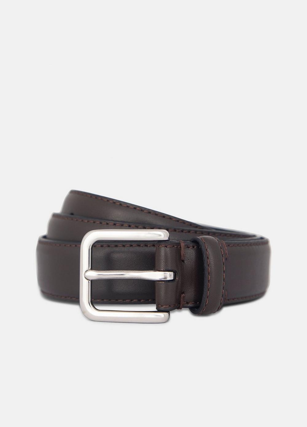 Men's Men's 30mm Stitched Leather Belt, Cacao Brown, Size 30 Vince