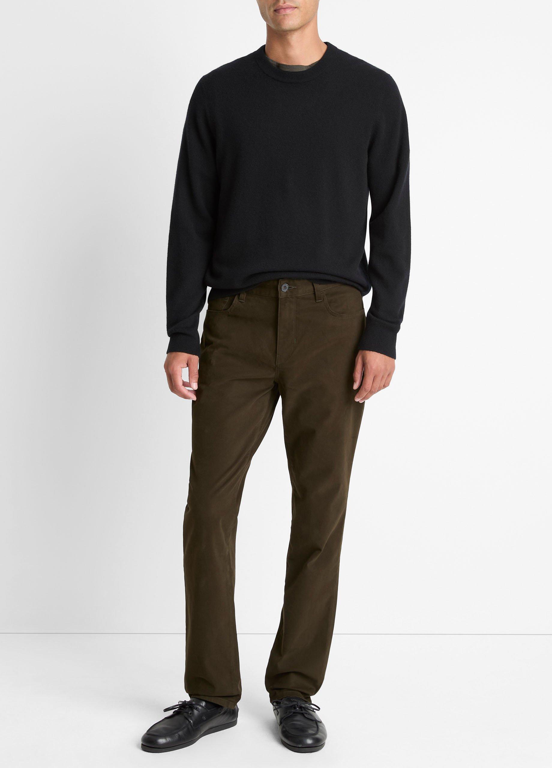 Men's Dylan Slim 5-Pocket Peached Stretch-cotton Pant, Dark Leaf, Size 33 Vince