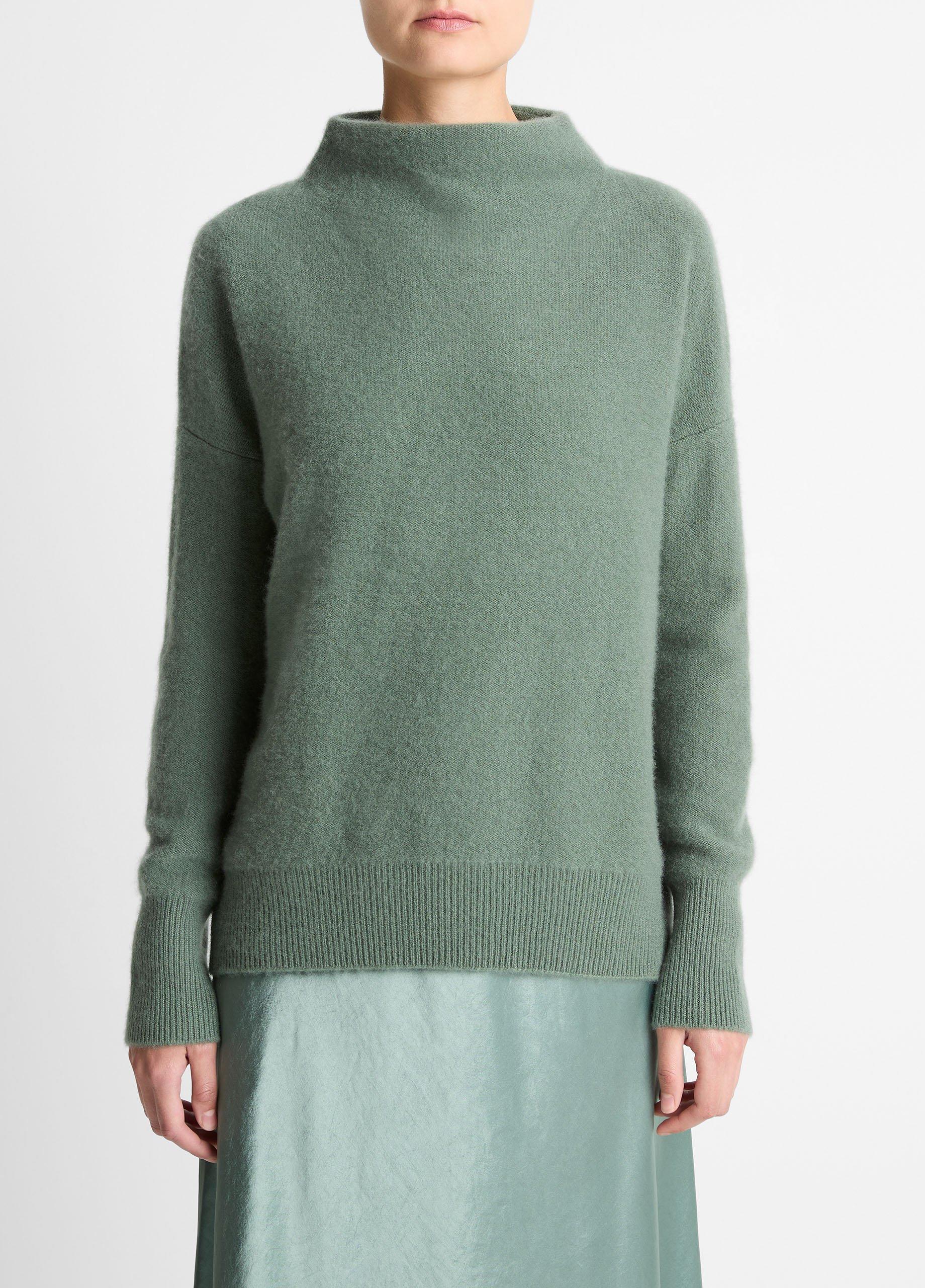 Women's Plush Cashmere Funnel-Neck Sweater, Deep Patina, Size XL Vince