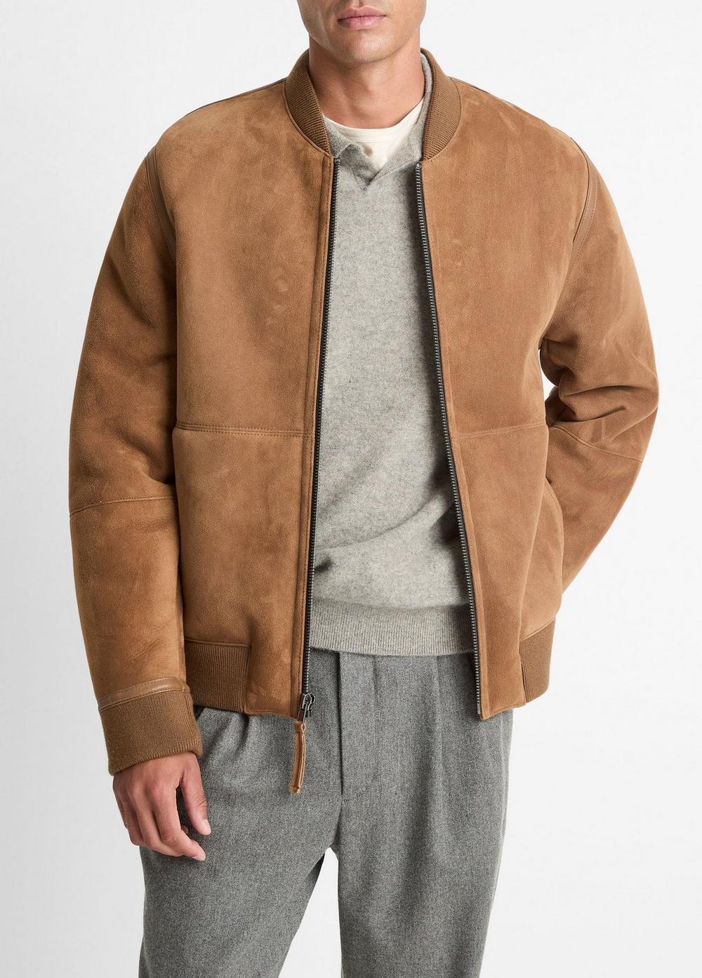 Men's Shearling Bomber Jacket, Highland, Size XS Vince