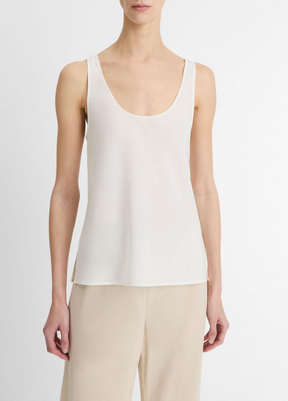 Women's Classic Stretch-Silk Bias Tank, Off White, Size XXS Vince