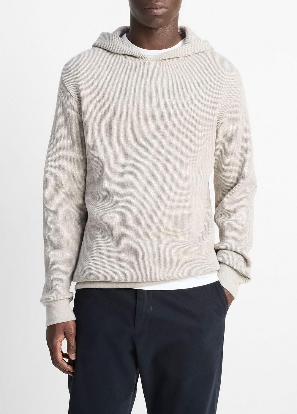 Men's Mouliné Pima Cotton Thermal Hoodie, Putty/off White, Size XS Vince