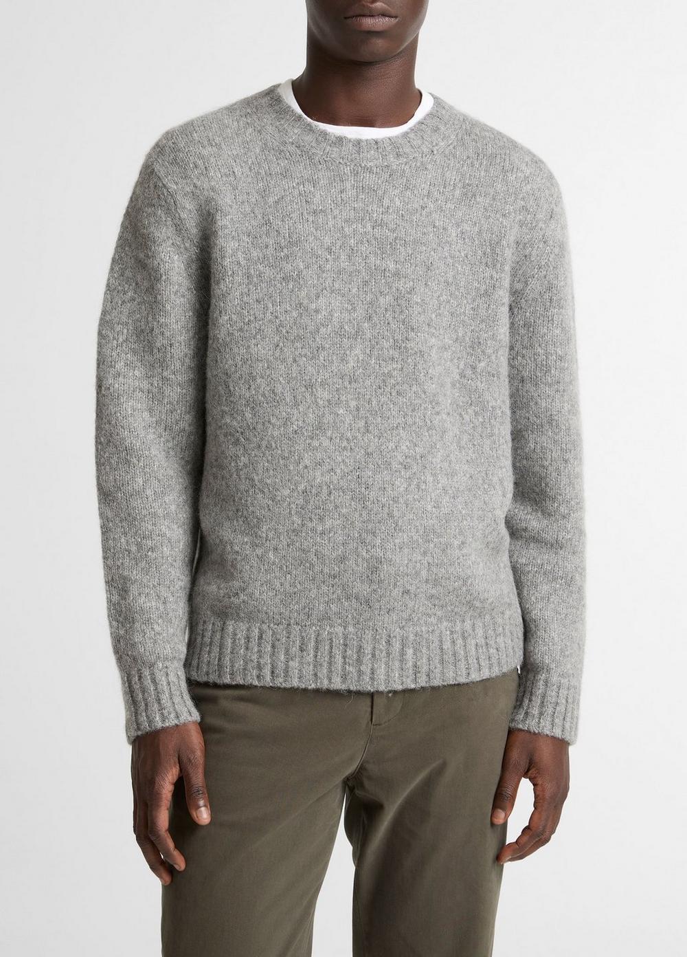 Men's Softspun Alpaca & Wool-Blend Sweater, Heather Granite, Size XS Vince