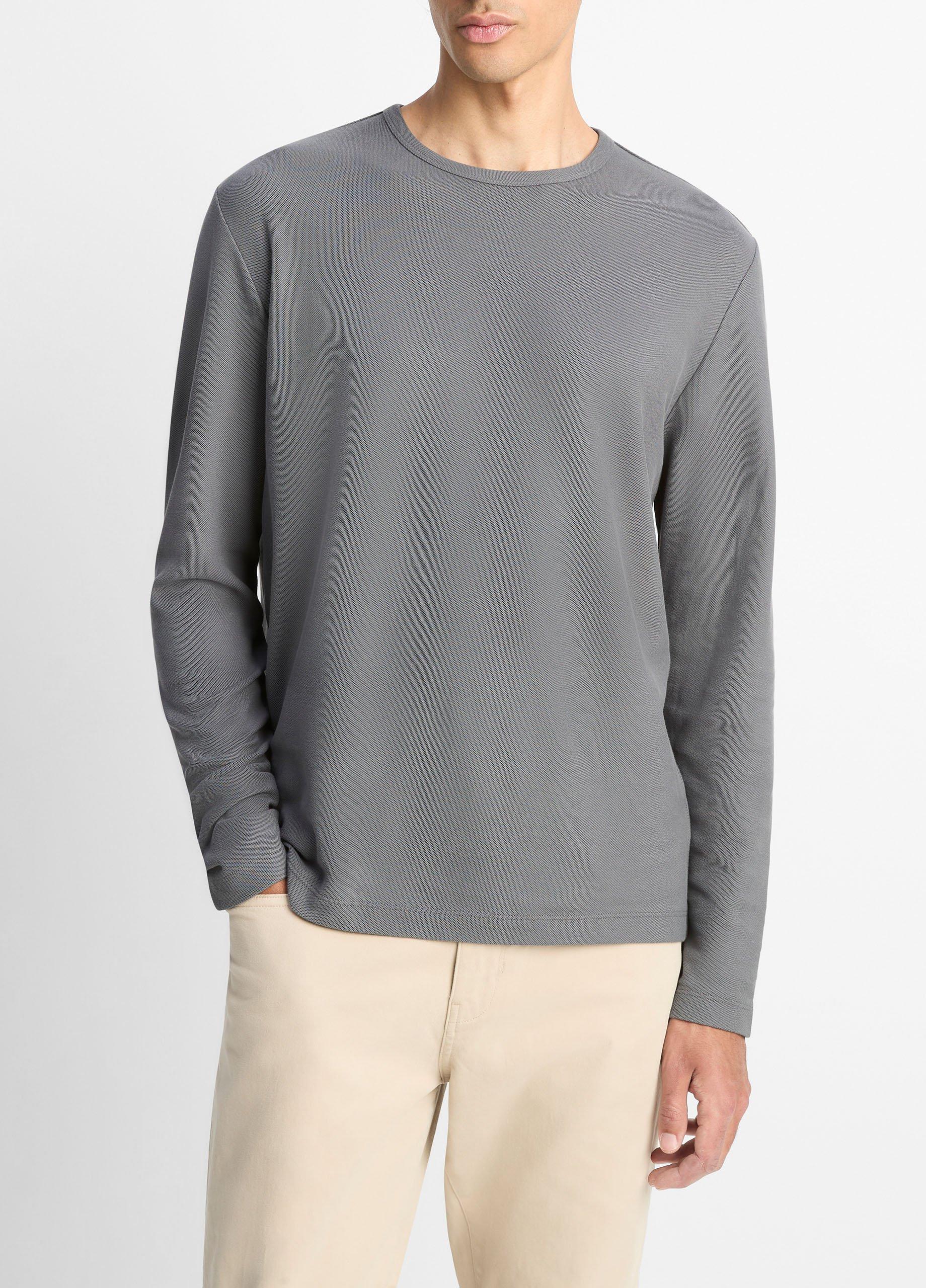 Men's Pima Cotton Piqué Long-Sleeve T-Shirt, Liberty, Size XXL Vince