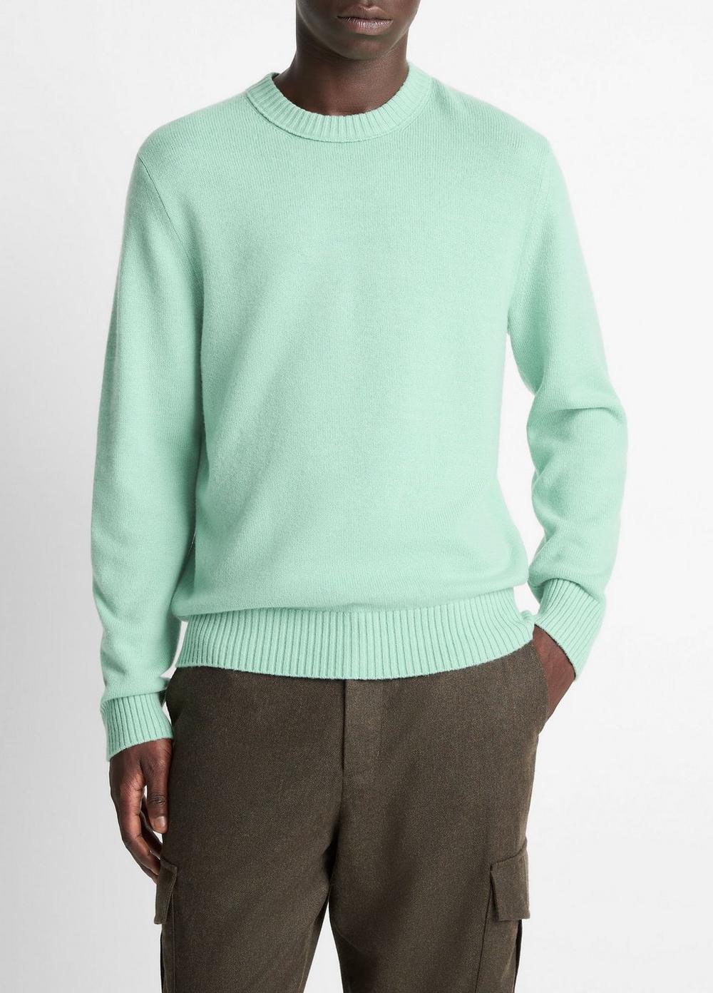 Men's Wool-Cashmere Crew Neck Sweater, Dark Caterpillar, Size XS Vince