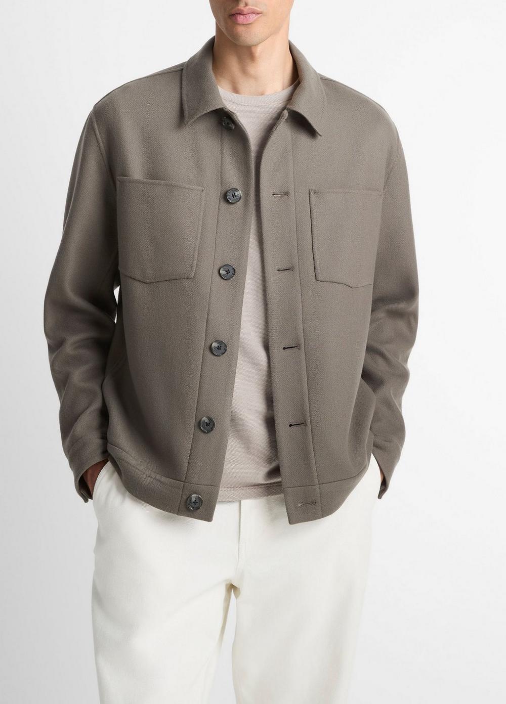 Men's Italian Splittable Wool-Blend Shop Jacket, Smoke, Size XXL Vince