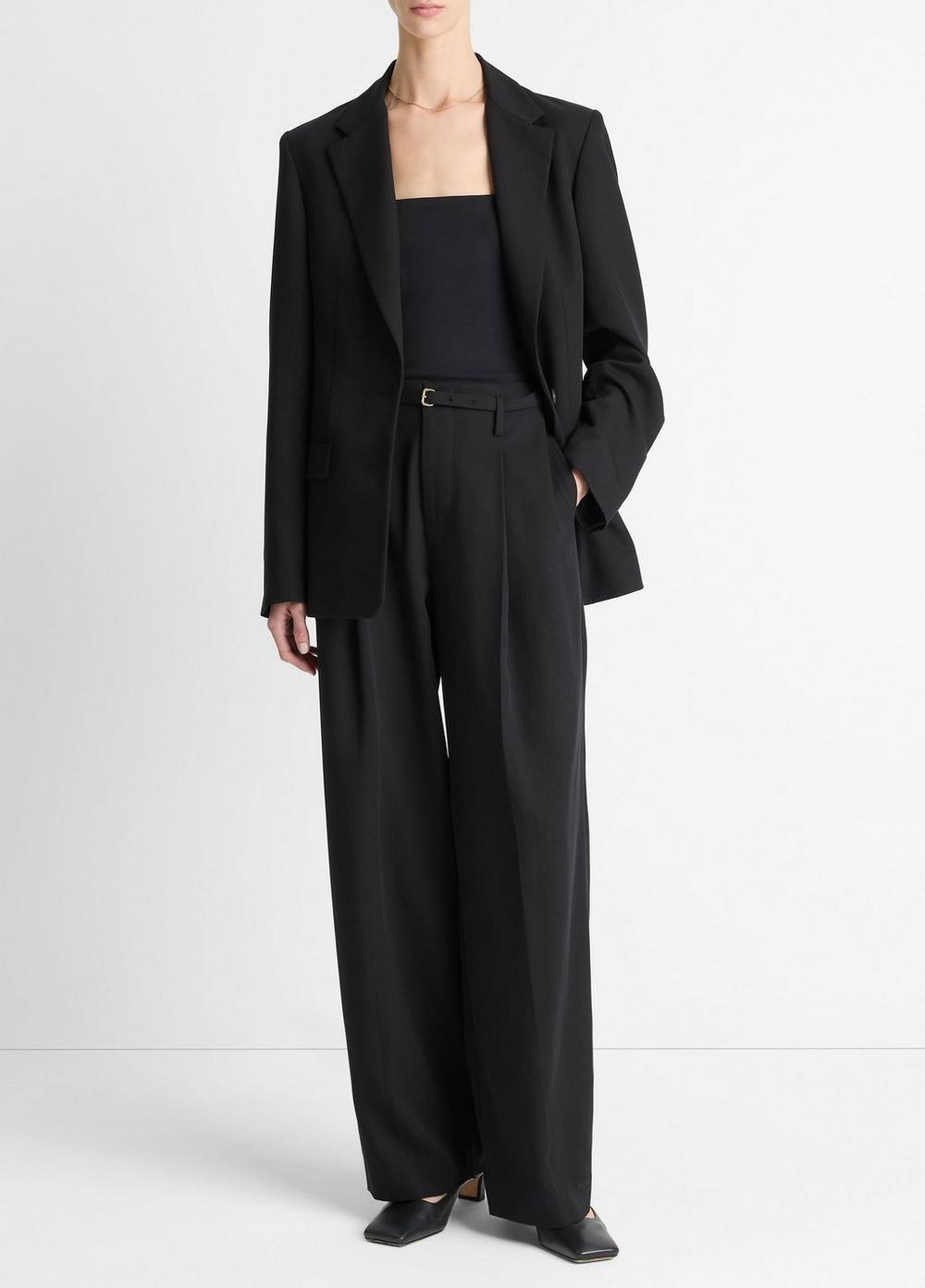 Women's High-Waist Pleated Trouser, Black, Size 6 Vince