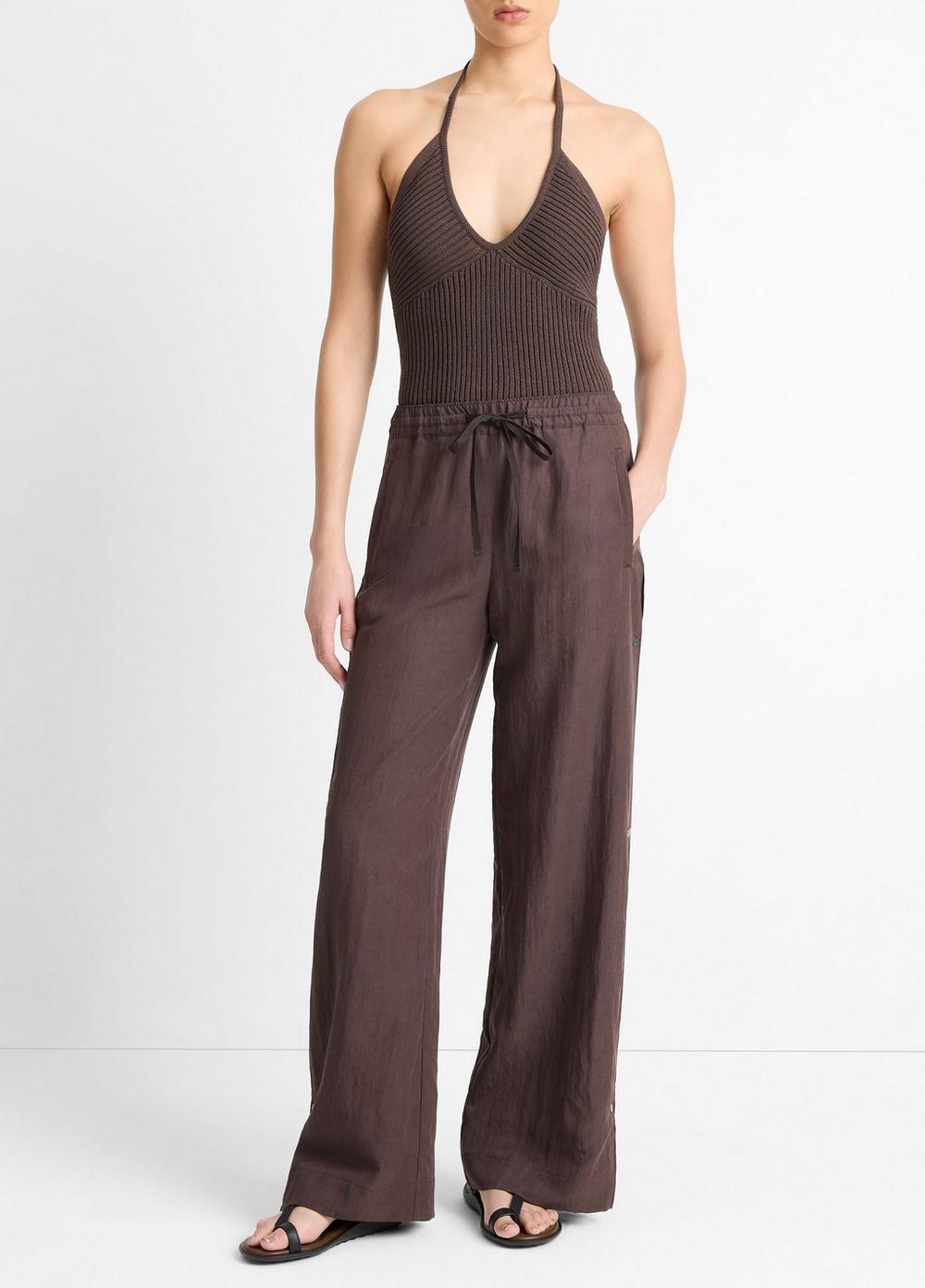 Women's Side-snap Pull-On Pant, Dark Coffee, Size L Vince