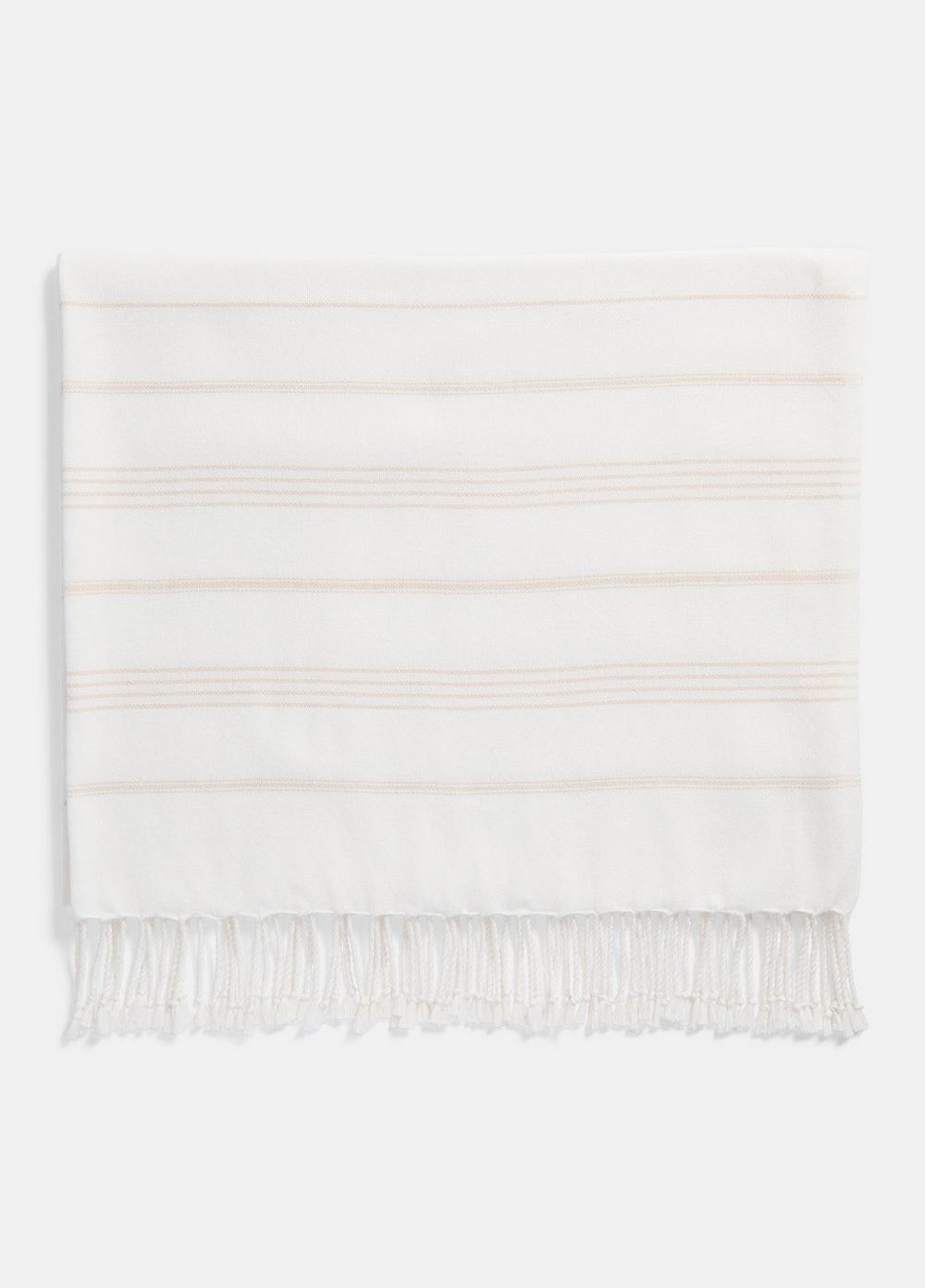 Women's Stripe Cotton-Cashmere Wrap, White/tusk Vince