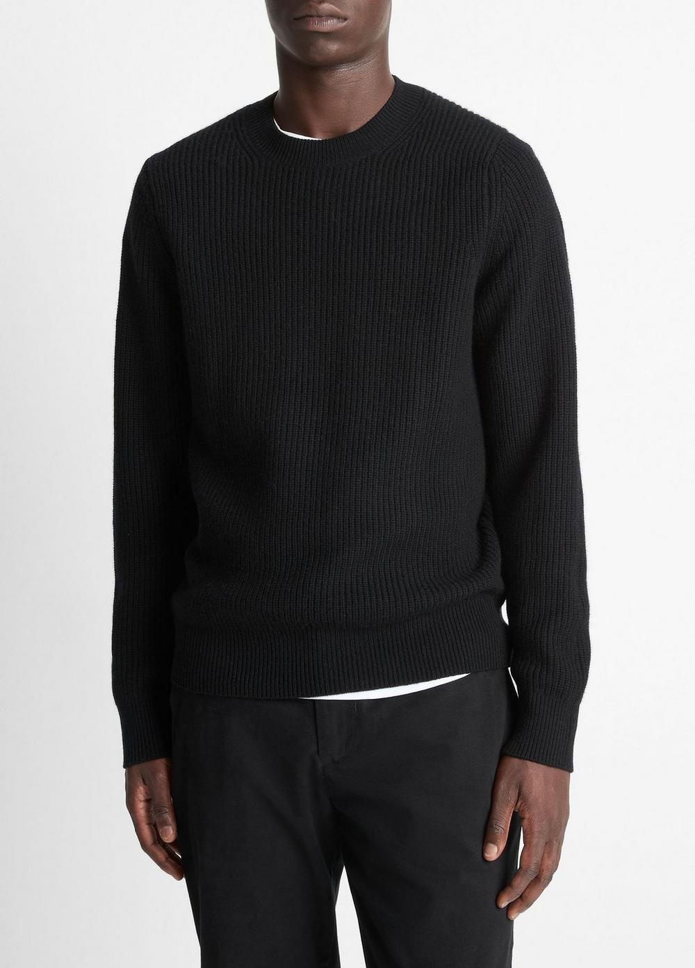 Men's Shaker Wool-Cashmere Sweater, Black, Size XS Vince