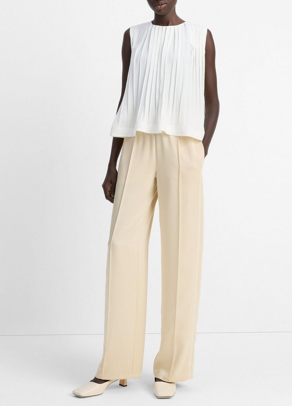 Women's Side-strap Crepe Pull-On Pant, Pale Canyon, Size M Vince